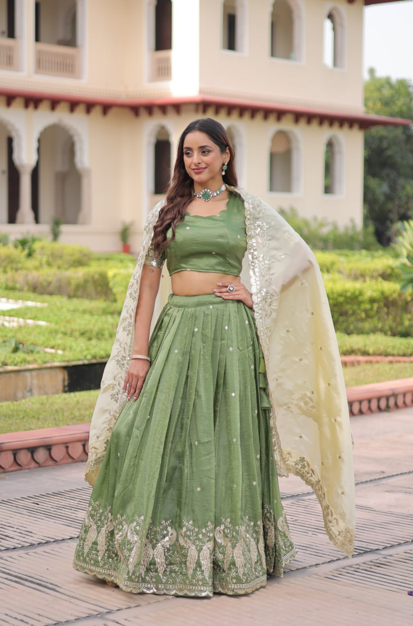 Women's Embroidered Lehenga Choli Set with Dupatta