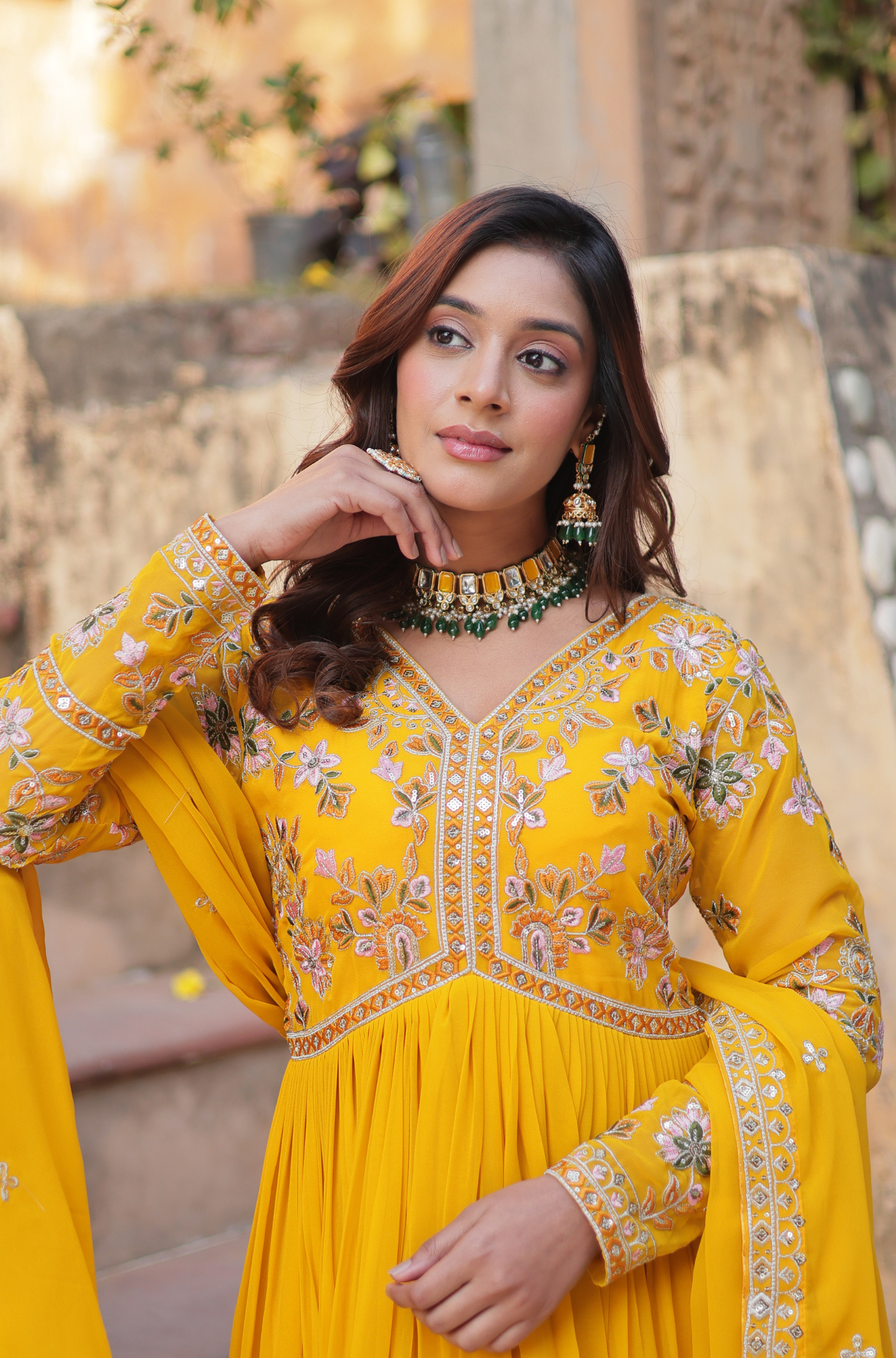 Women Embroidered Anarkali Gown Set with Dupatta