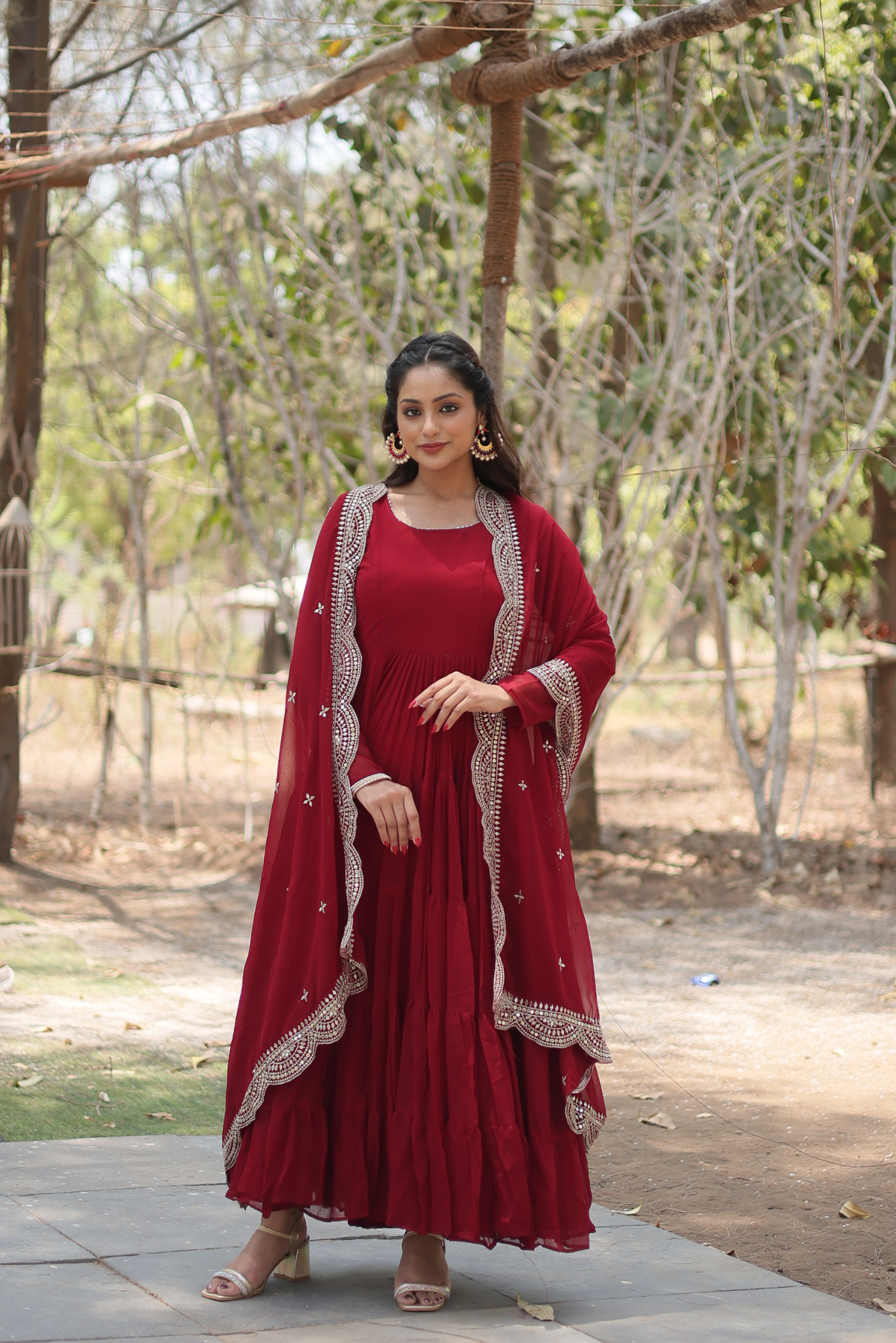 Exclusive Women's Designer Embroidered Anarkali Gown with Dupatta