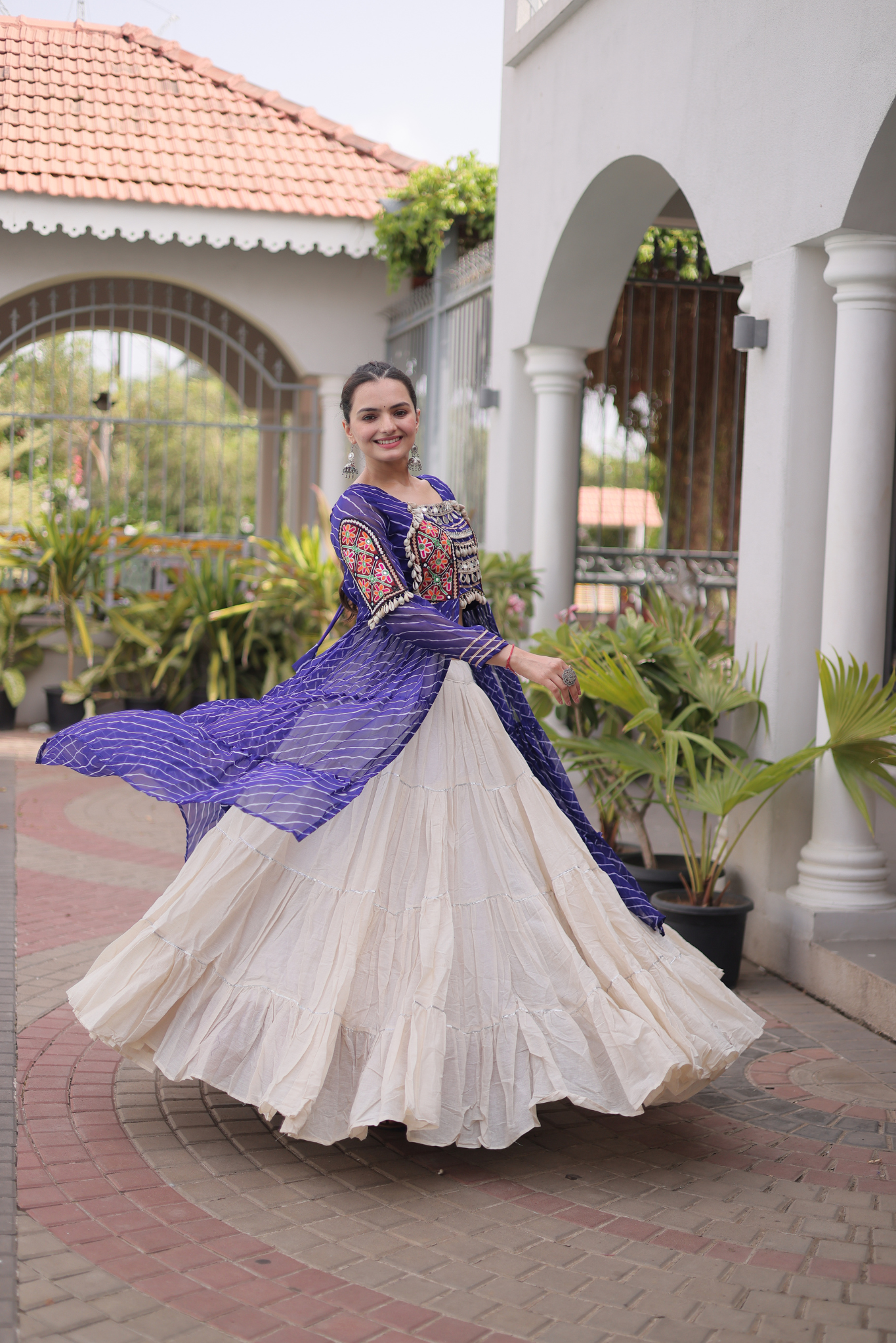 Women's Designer Mirror Work Jacket Lehenga Choli Set
