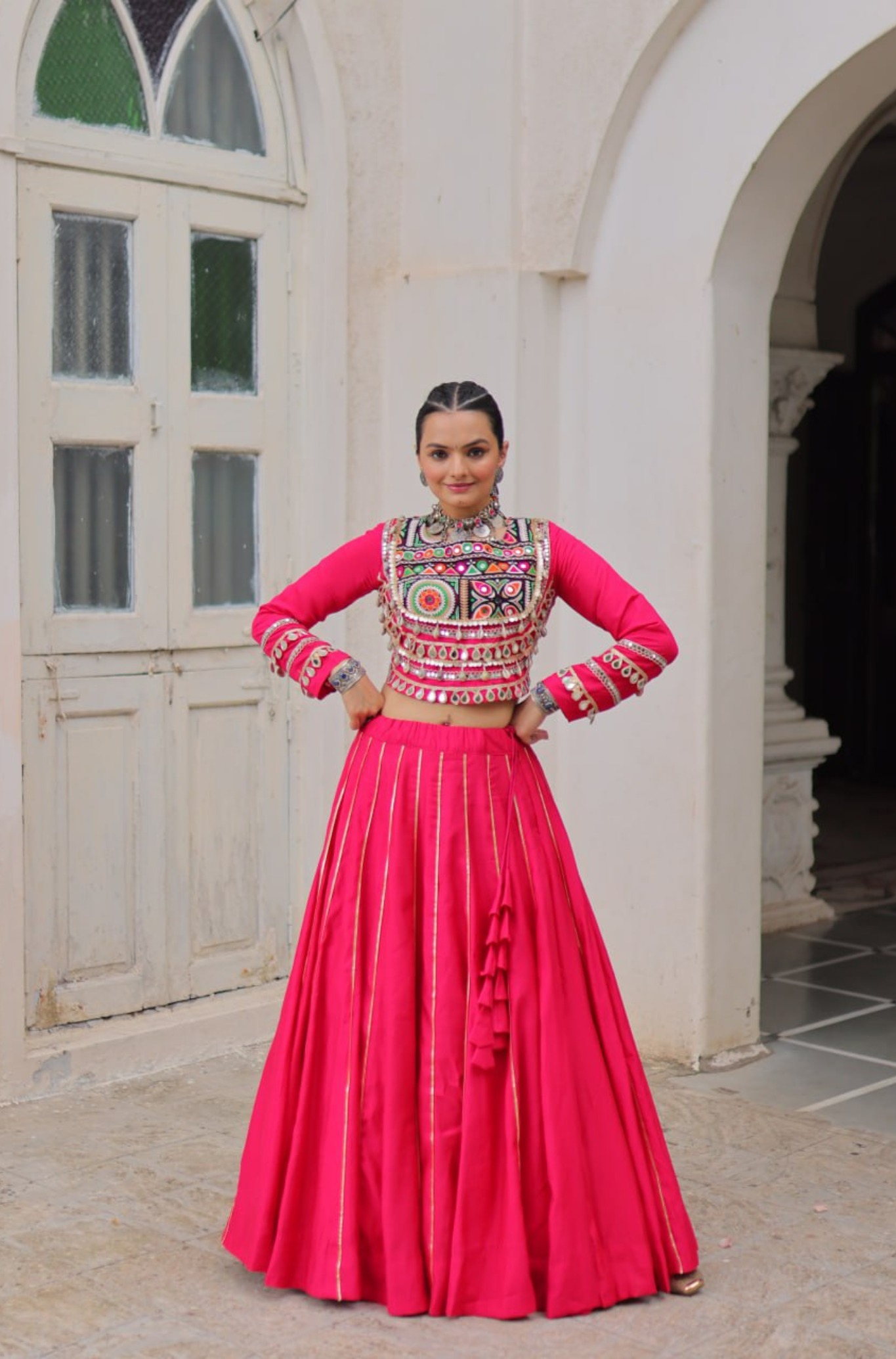 Designer Mirror Work Embroidered Lehenga Choli Set for Women