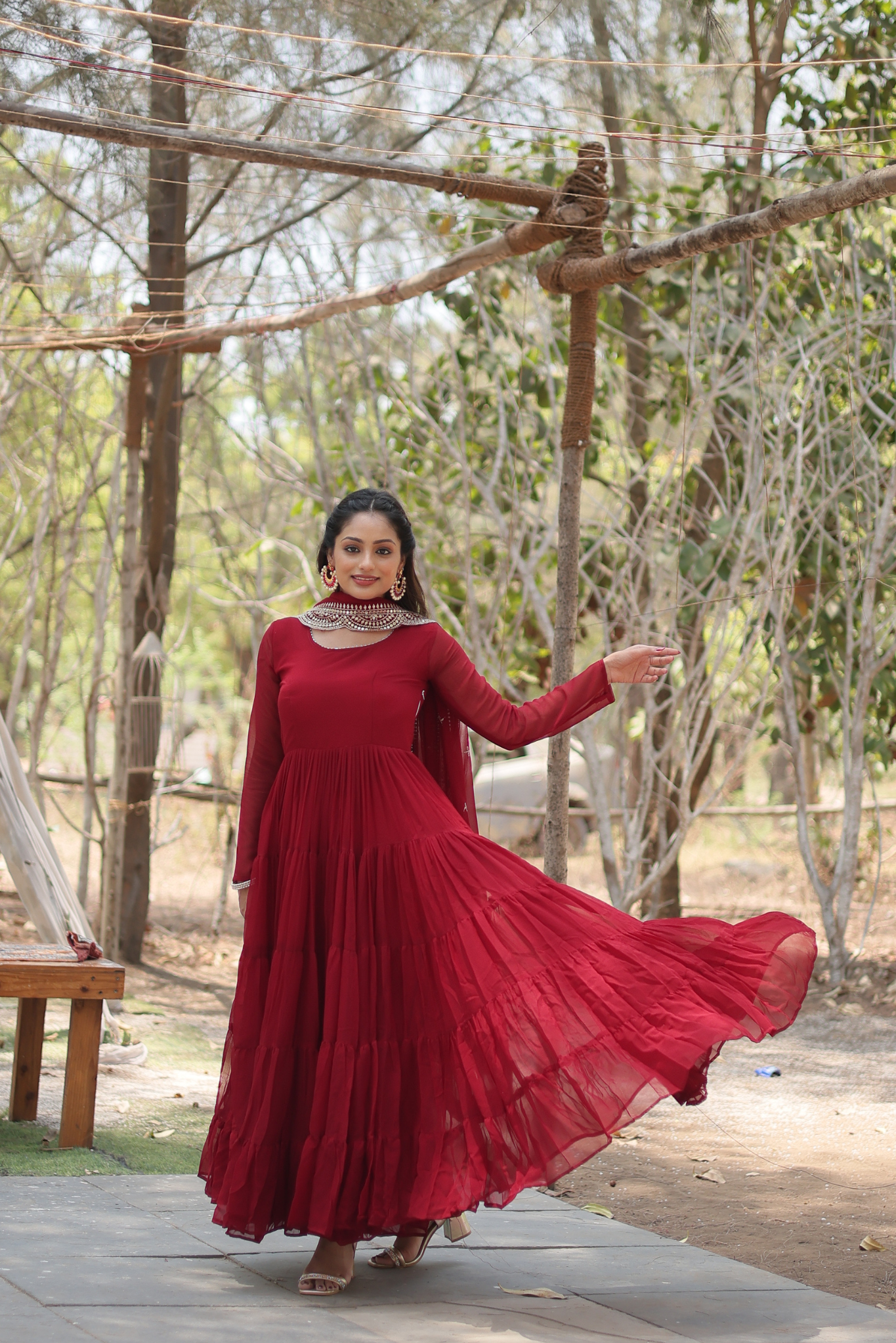 Exclusive Women's Designer Embroidered Anarkali Gown with Dupatta