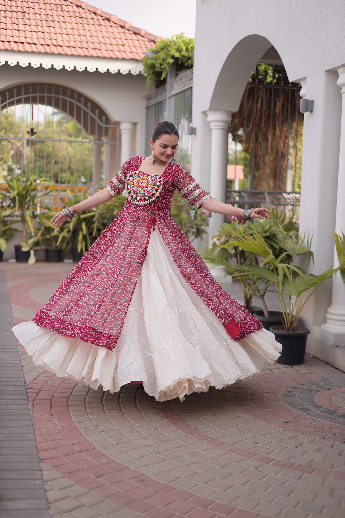 Women's Printed Anarkali Gown with Sharara | Traditional Ethnic Party Wear