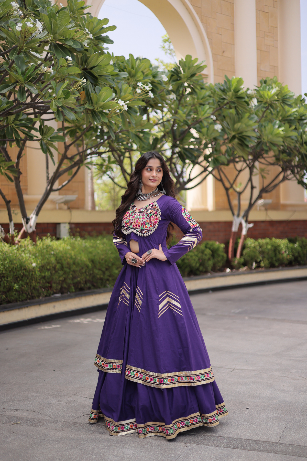 Women’s Embroidered Anarkali kurta with Flared Skirt Set