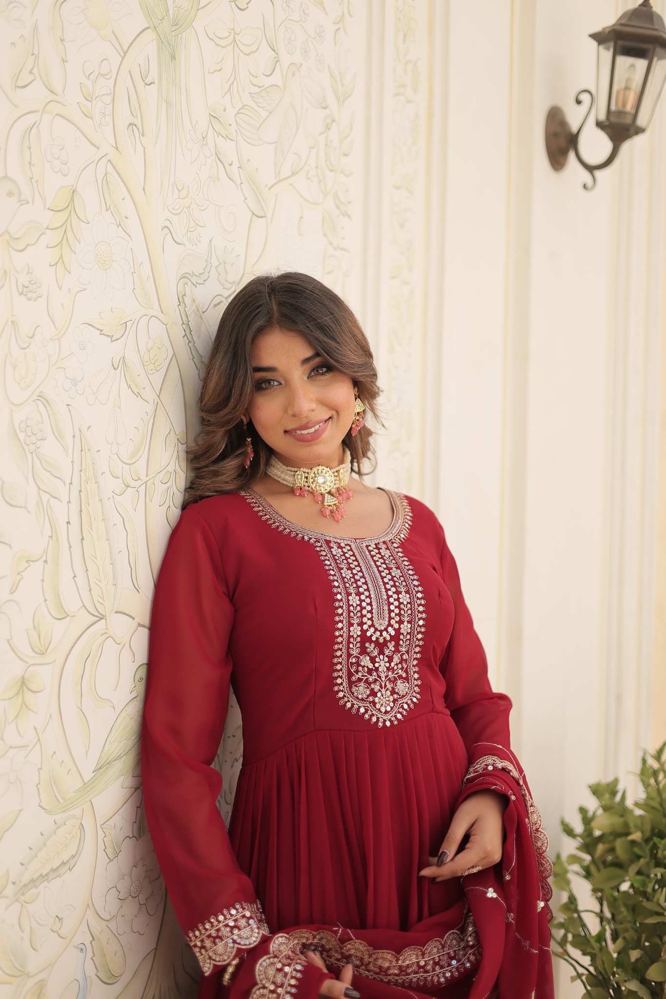 Women's Designer Embroidered Anarkali Gown with Dupatta
