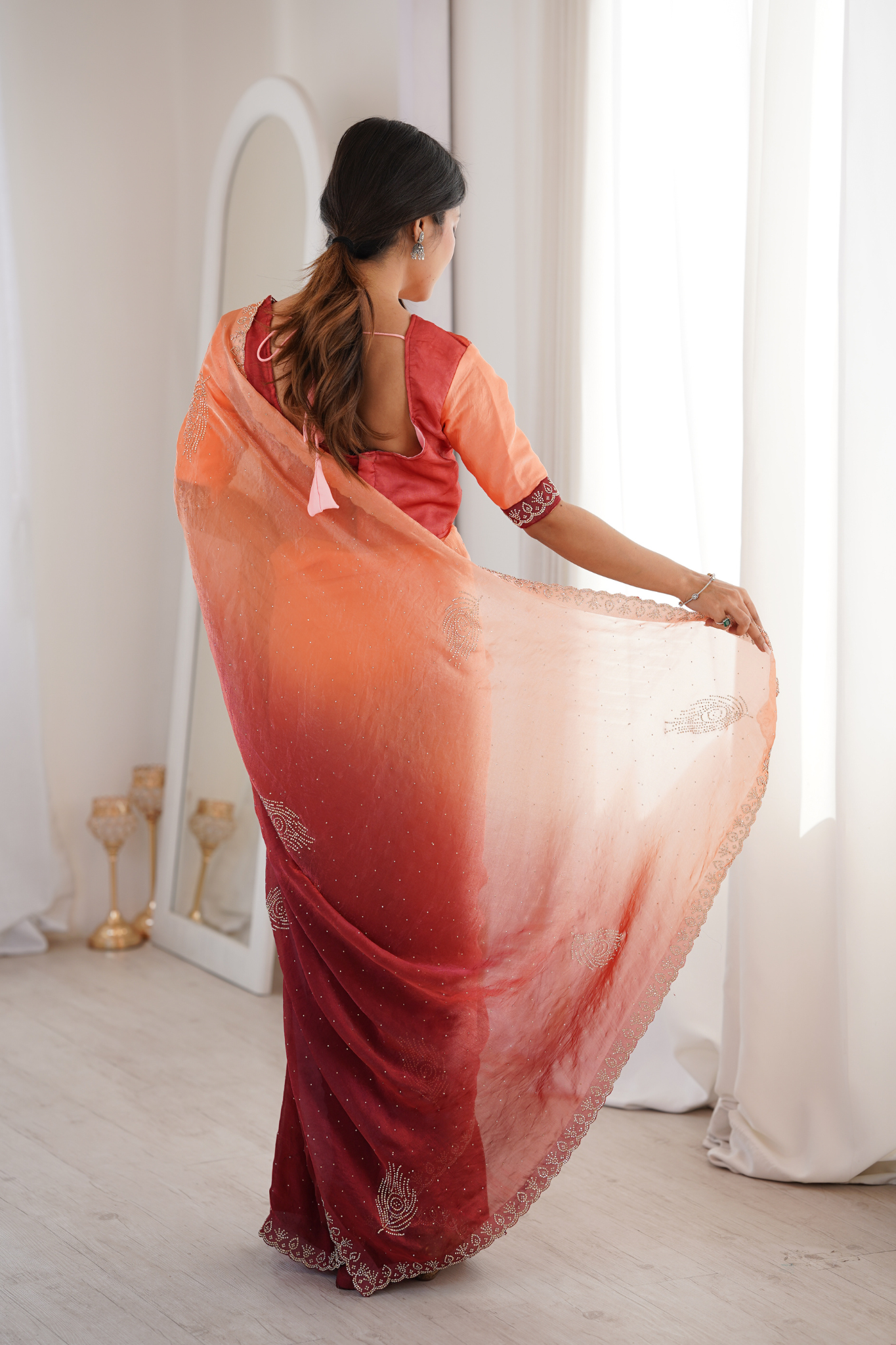 Women Embellished Designer Saree with Fancy Border & Matching Blouse