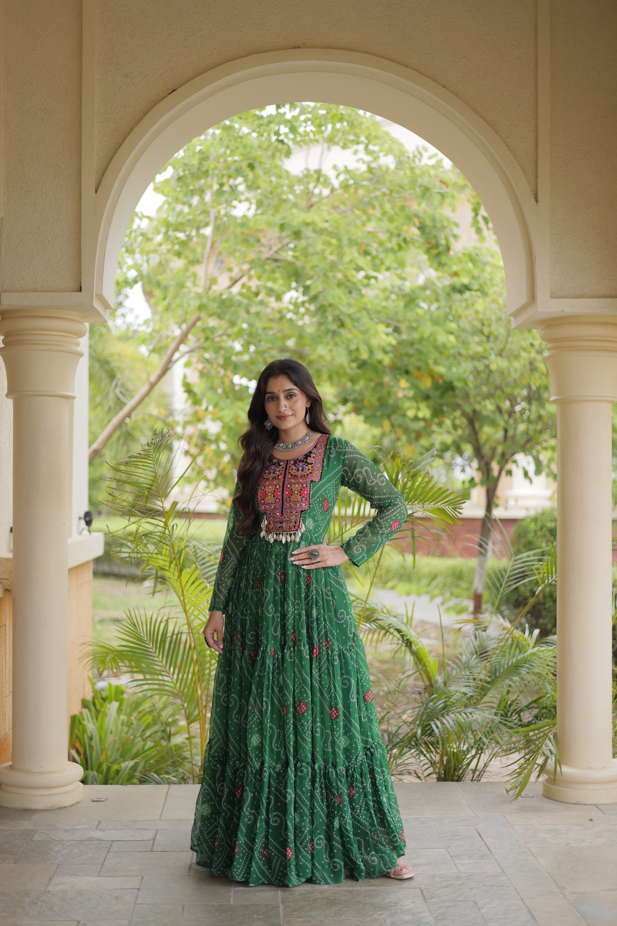 Designer Printed Anarkali Kurti with Embroidered Yoke & Flared Skirt