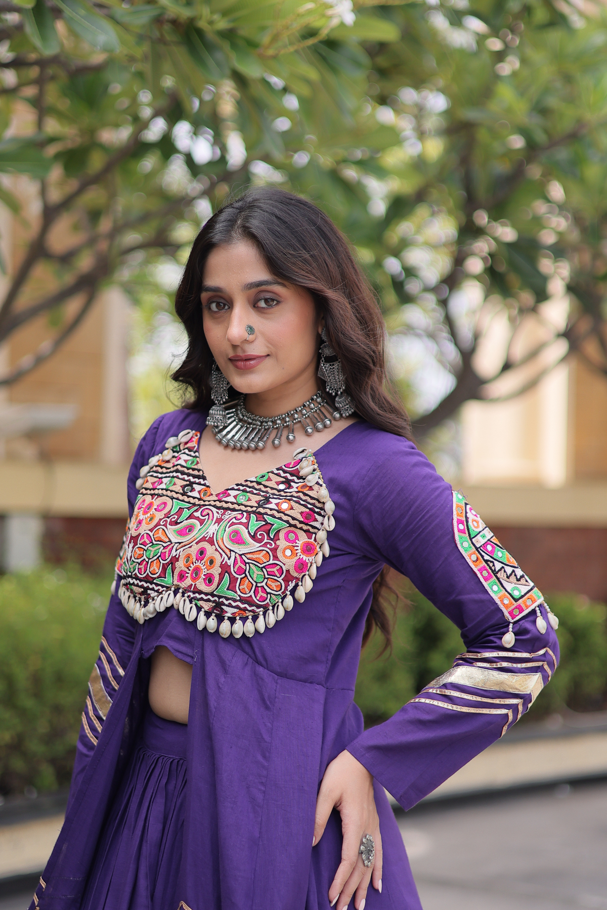 Women’s Embroidered Anarkali kurta with Flared Skirt Set