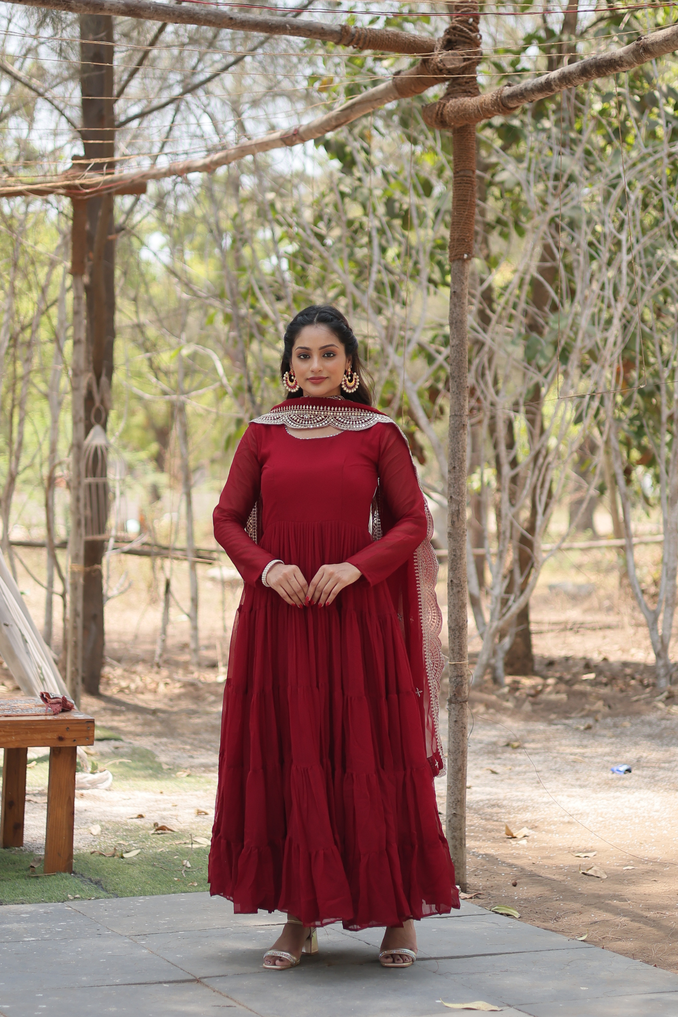 Exclusive Women's Designer Embroidered Anarkali Gown with Dupatta