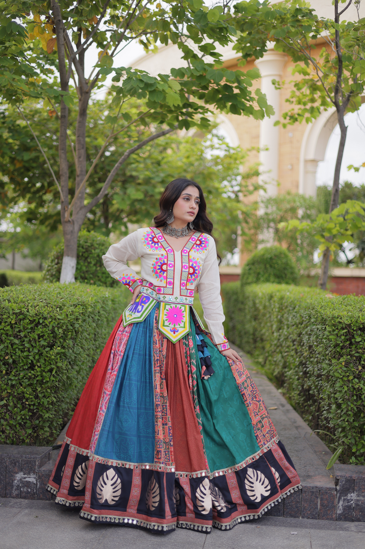 Designer Printed Lehenga Choli with Embroidered Choli & Flared Skirt