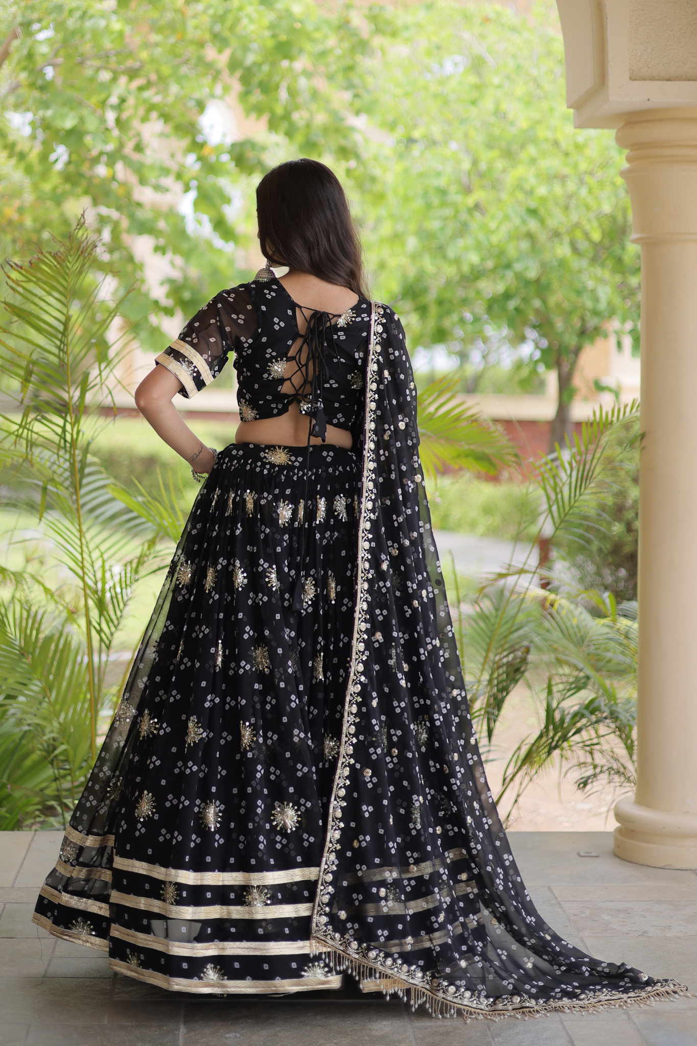 Women's [Color] Bandhani Printed Lehenga Choli with Dupatta