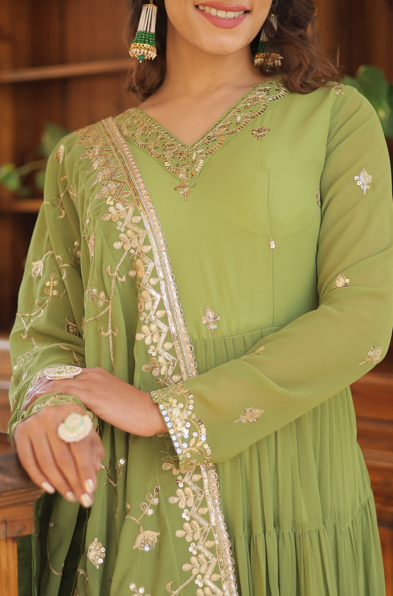 Women Embroidered Anarkali Gown Set with Dupatta