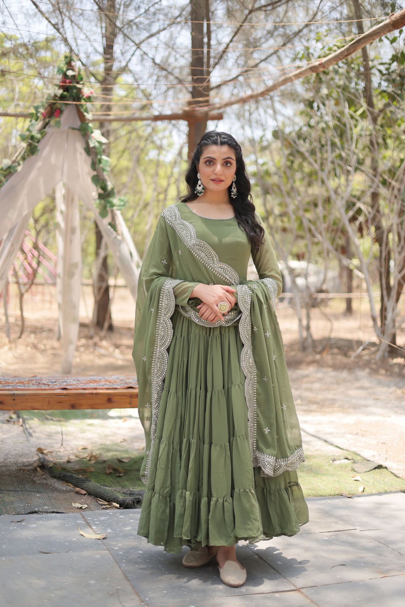 Exclusive Women's Designer Embroidered Anarkali Gown with Dupatta
