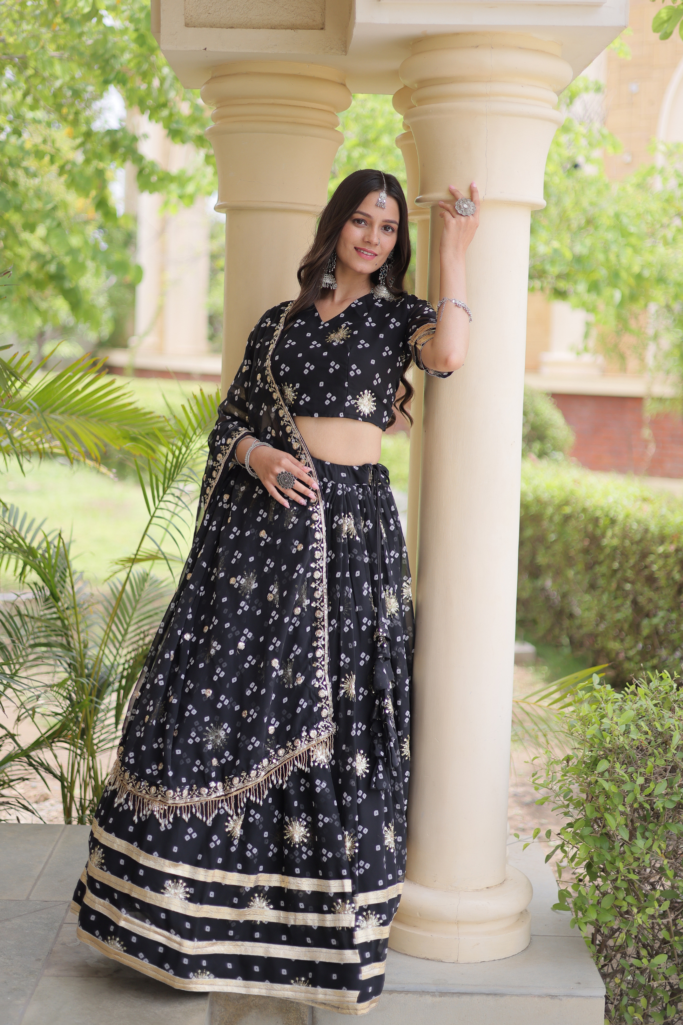 Women's [Color] Bandhani Printed Lehenga Choli with Dupatta