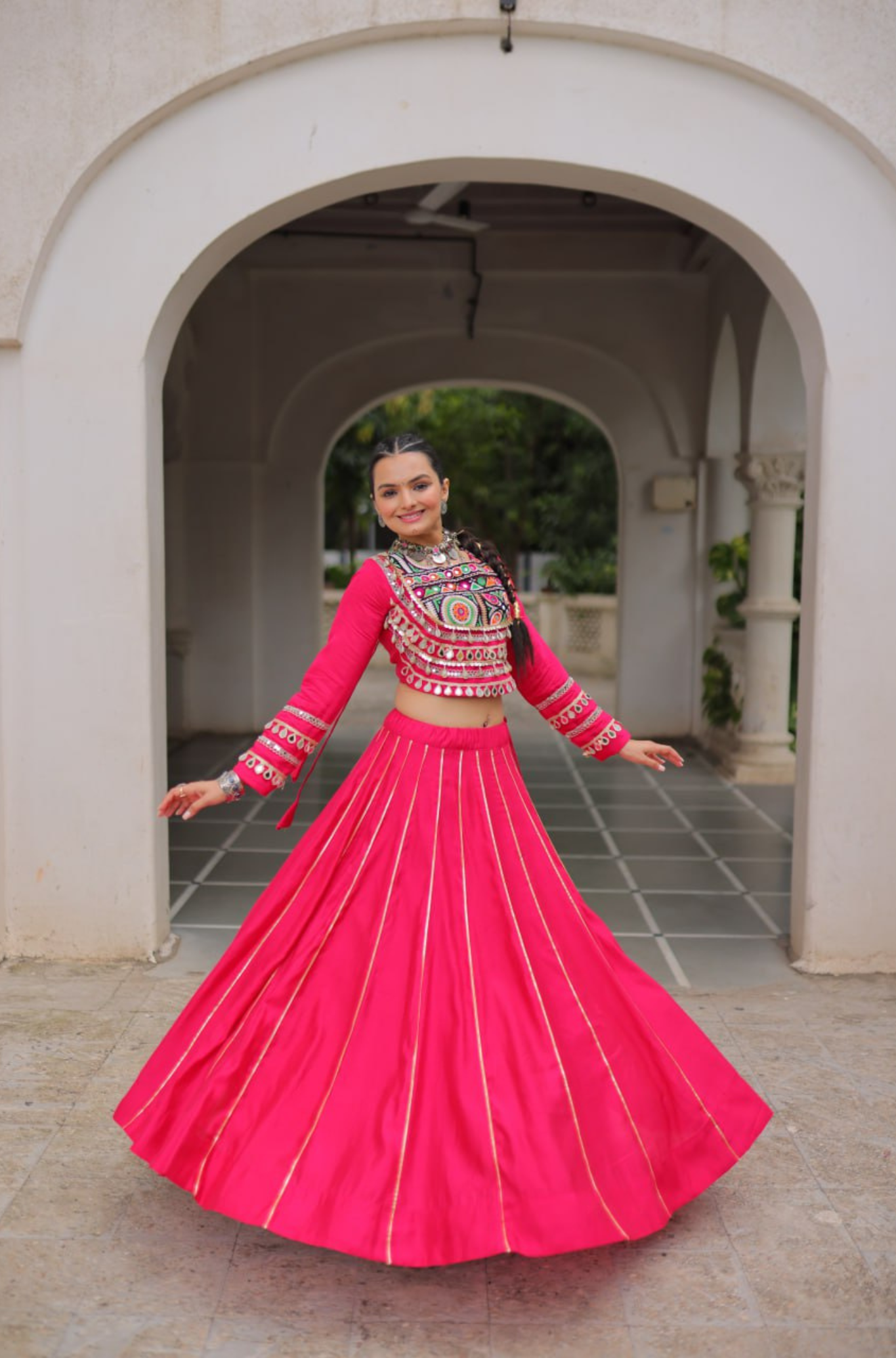 Designer Mirror Work Embroidered Lehenga Choli Set for Women