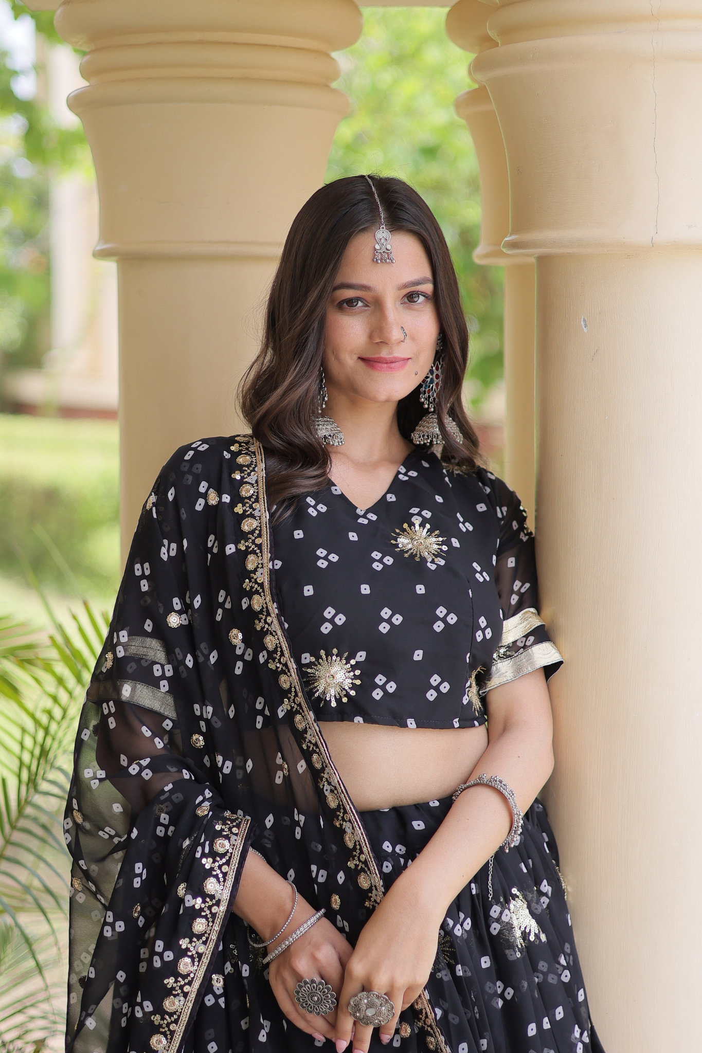 Women's [Color] Bandhani Printed Lehenga Choli with Dupatta