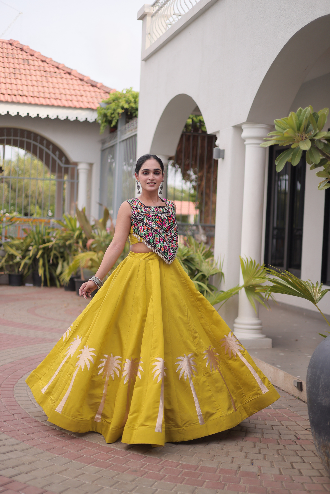 Women's Black Embroidered Lehenga Set with Mirror Work Crop Top | Navratri & Festive Wear