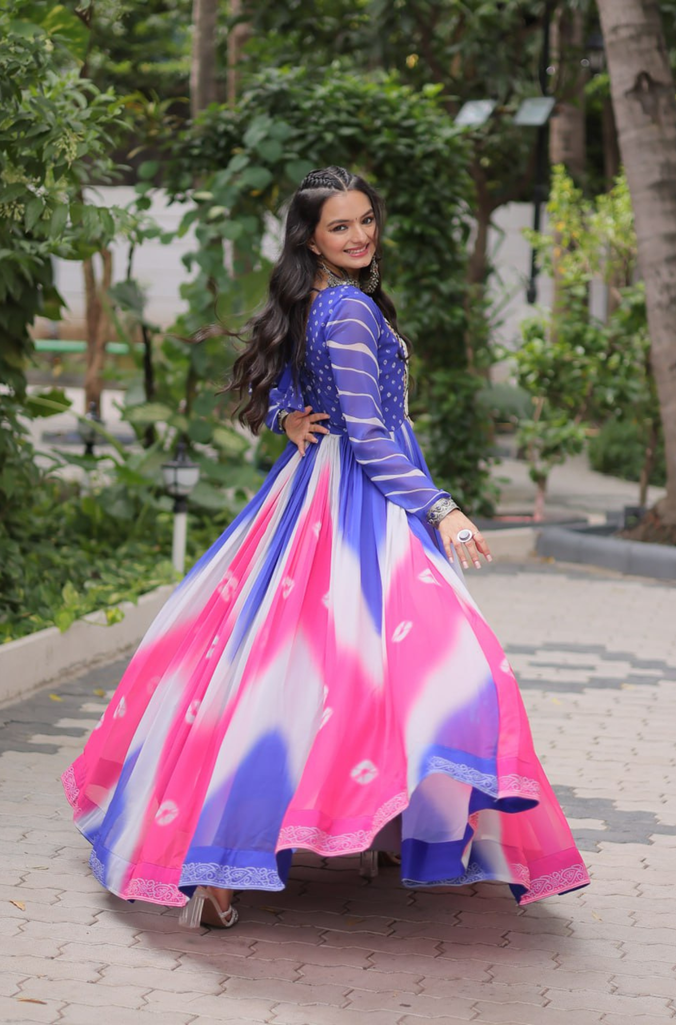 Designer Printed Anarkali Gown for Women