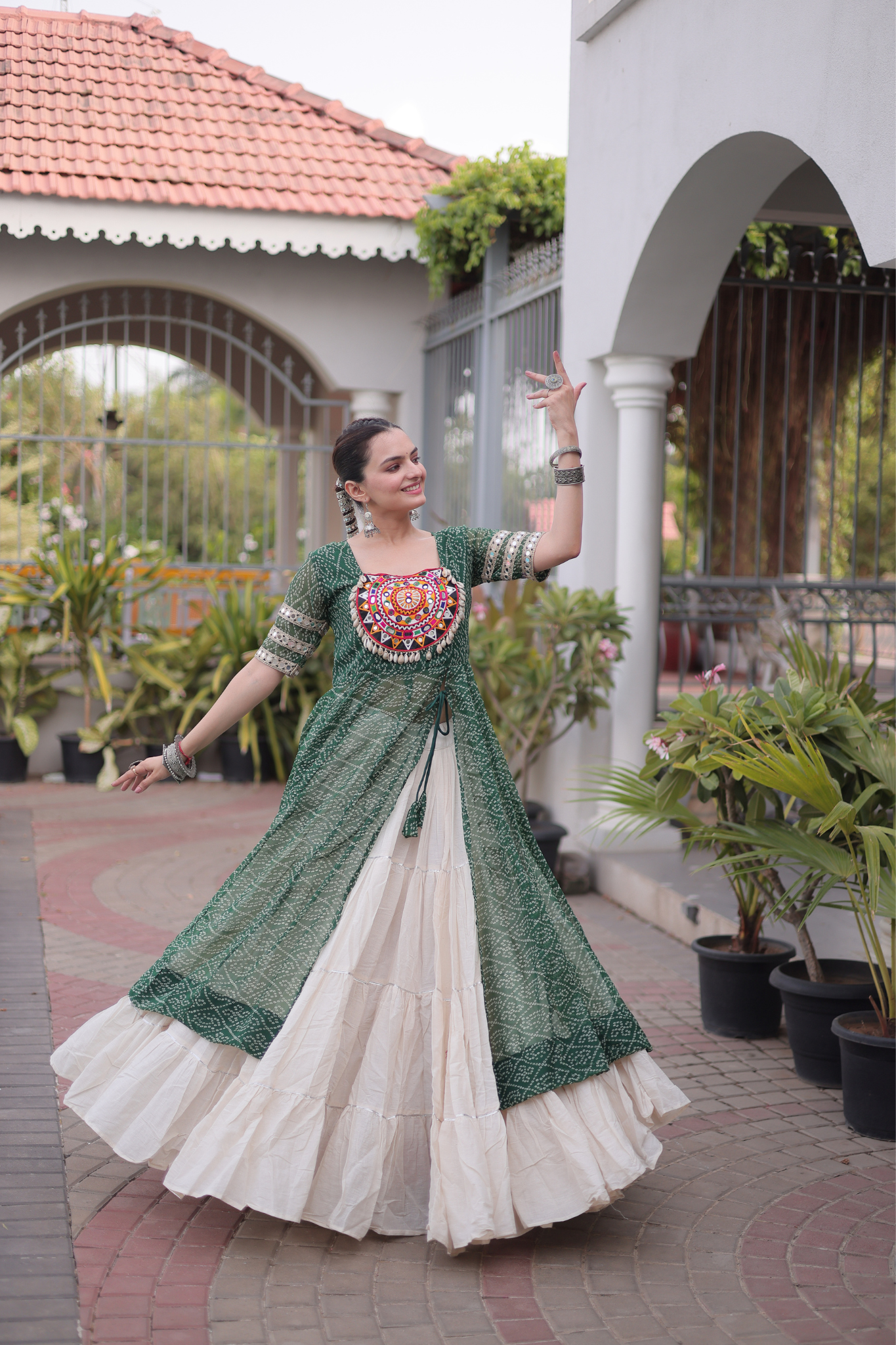 Women's Printed Anarkali Gown with Sharara | Traditional Ethnic Party Wear