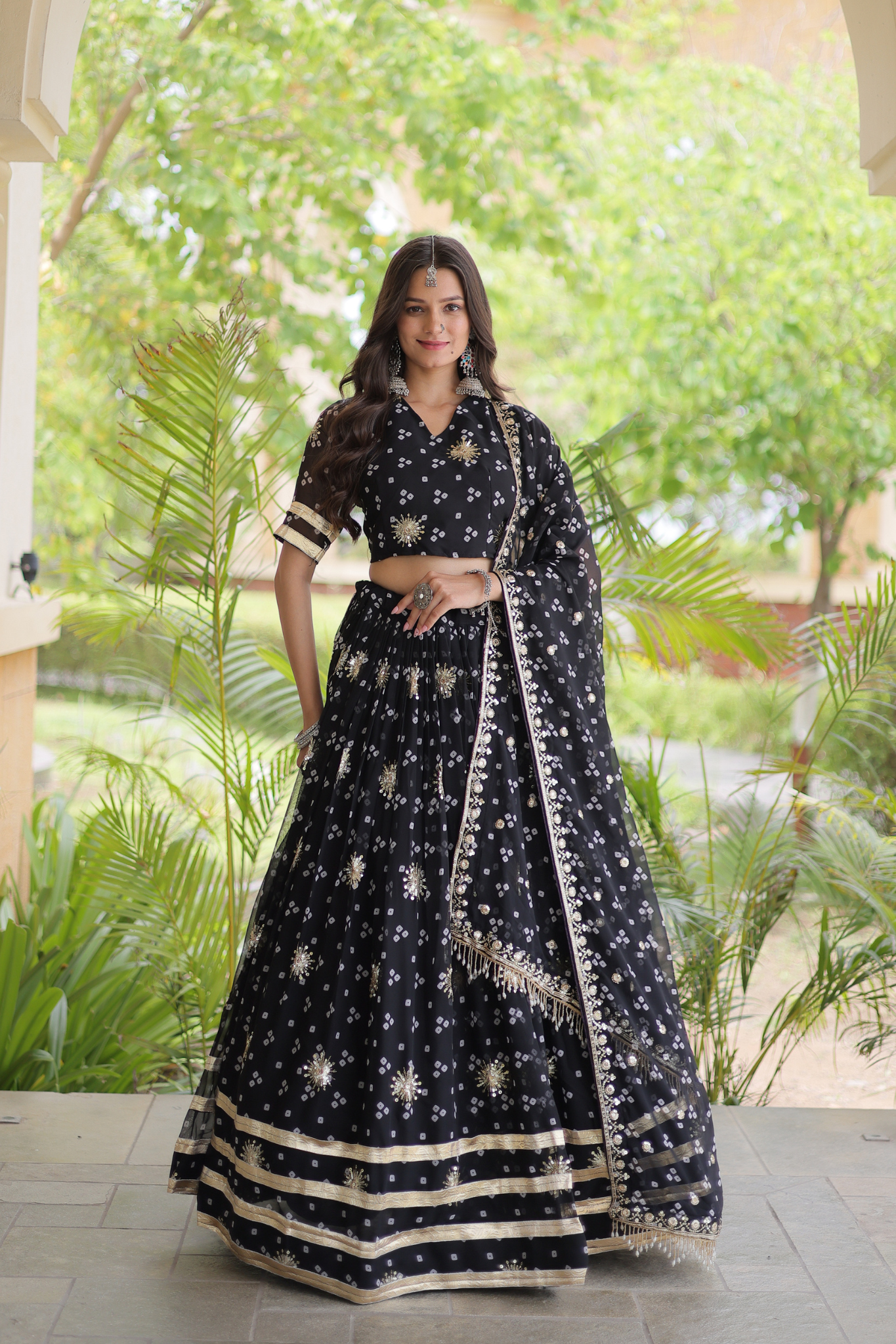 Women's [Color] Bandhani Printed Lehenga Choli with Dupatta