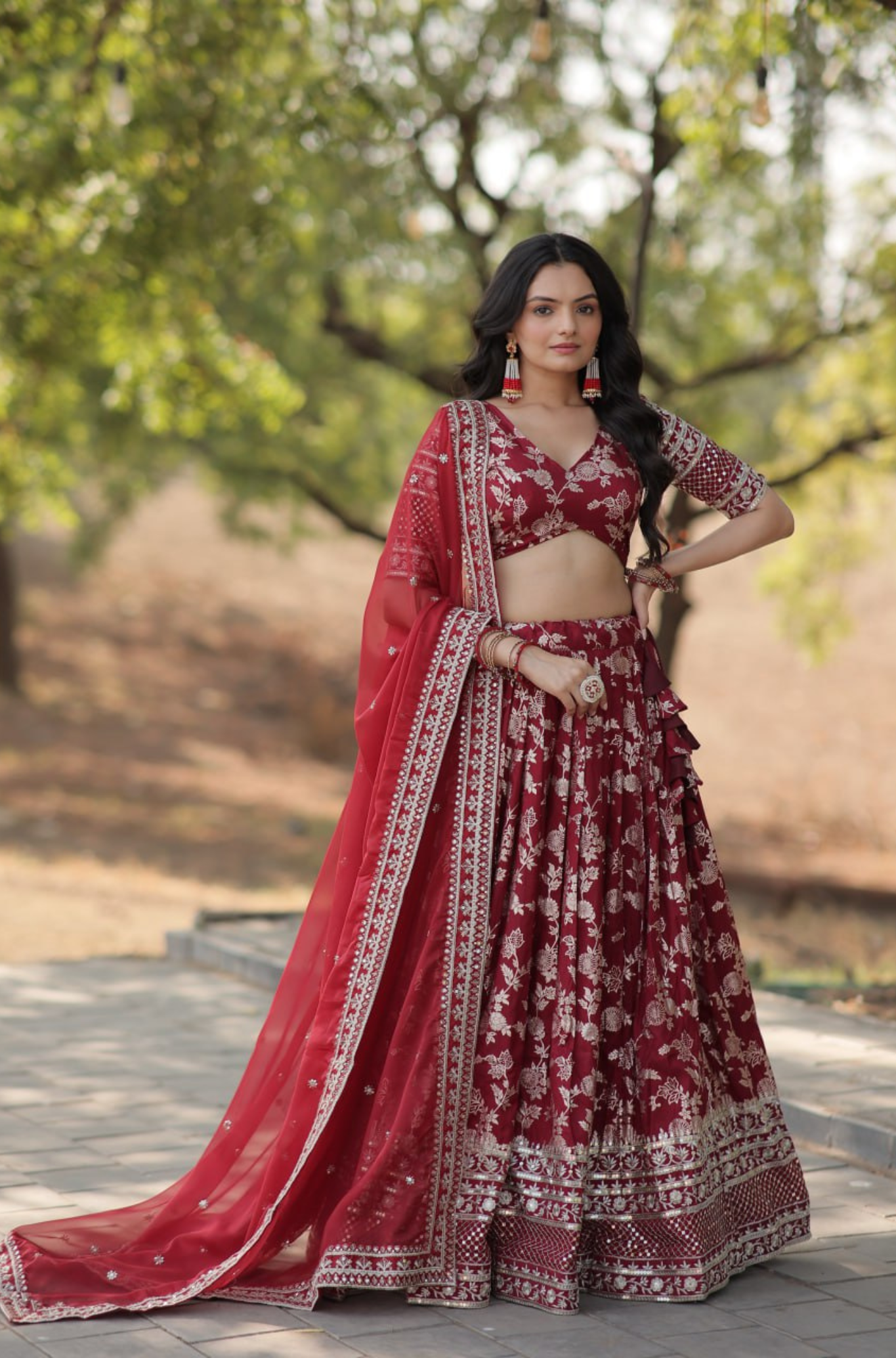 Women's Designer Floral Printed Lehenga Choli Set with Dupatta