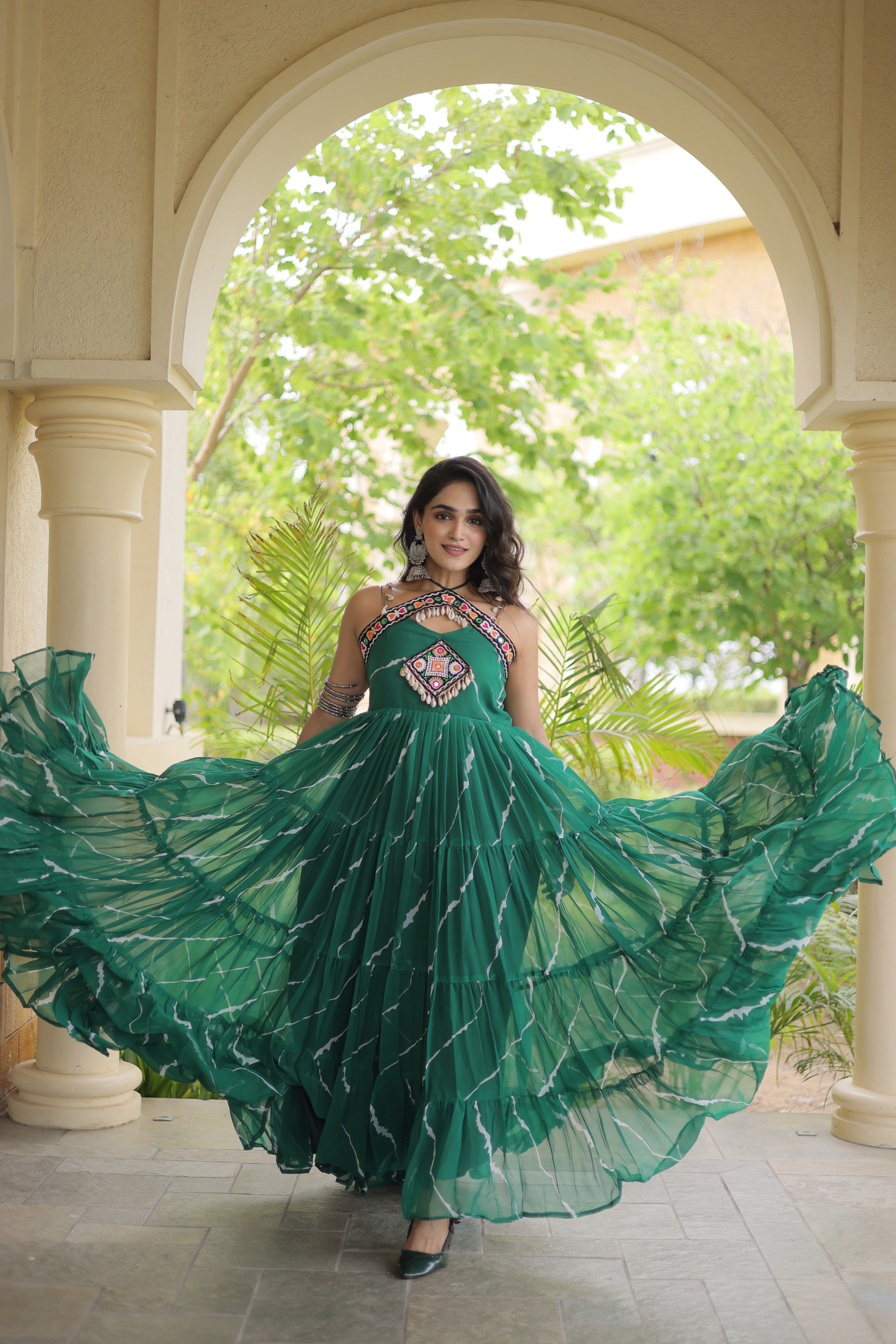 Women’s Designer Embroidered Ethnic Gown | Flared Anarkali Dress with Traditional Embellished Work