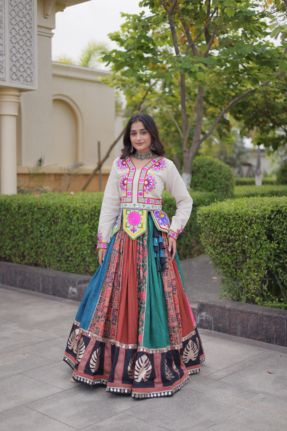 Designer Printed Lehenga Choli with Embroidered Choli & Flared Skirt