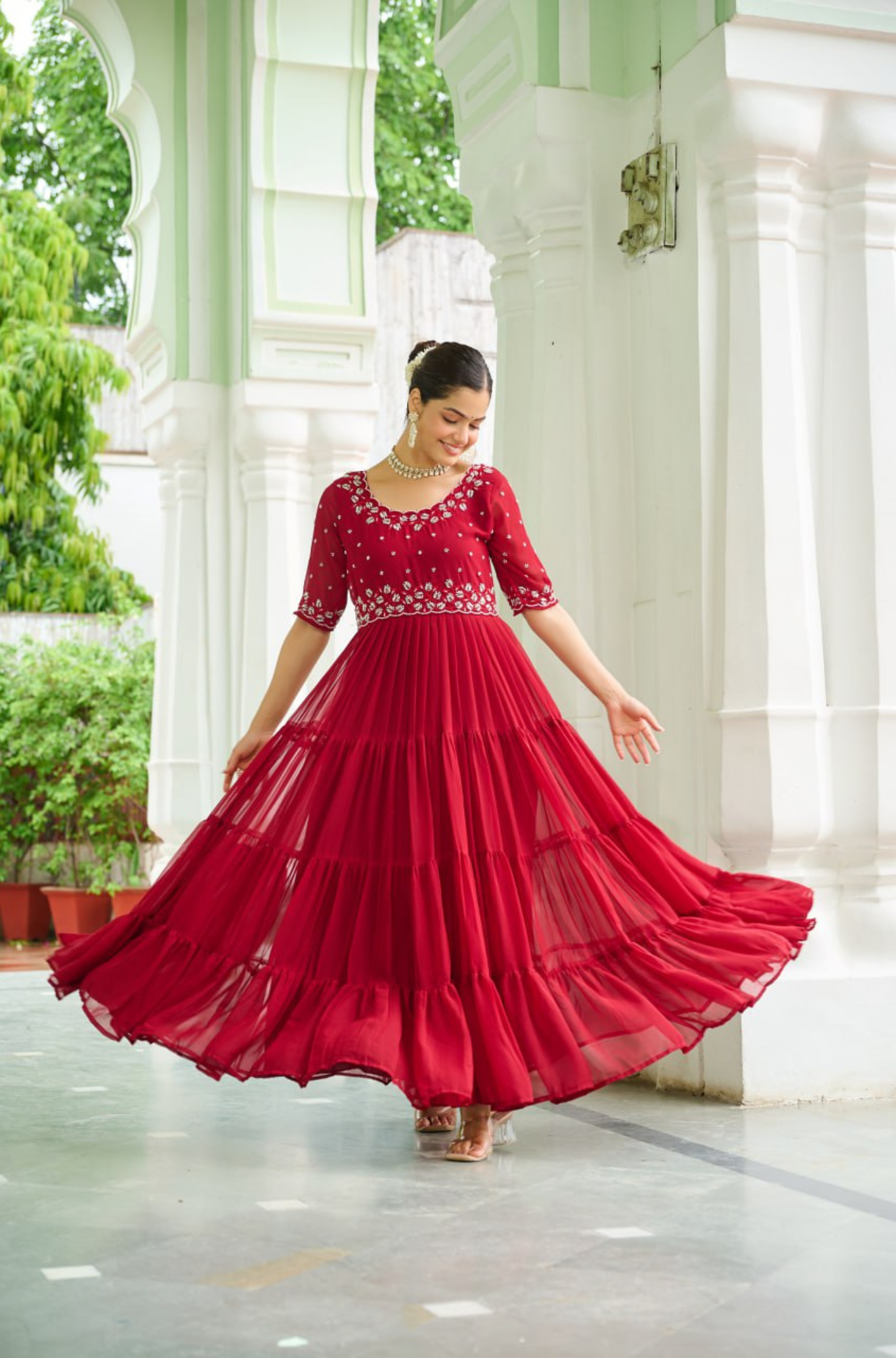 Premium Designer Embroidered Anarkali Gown for Women