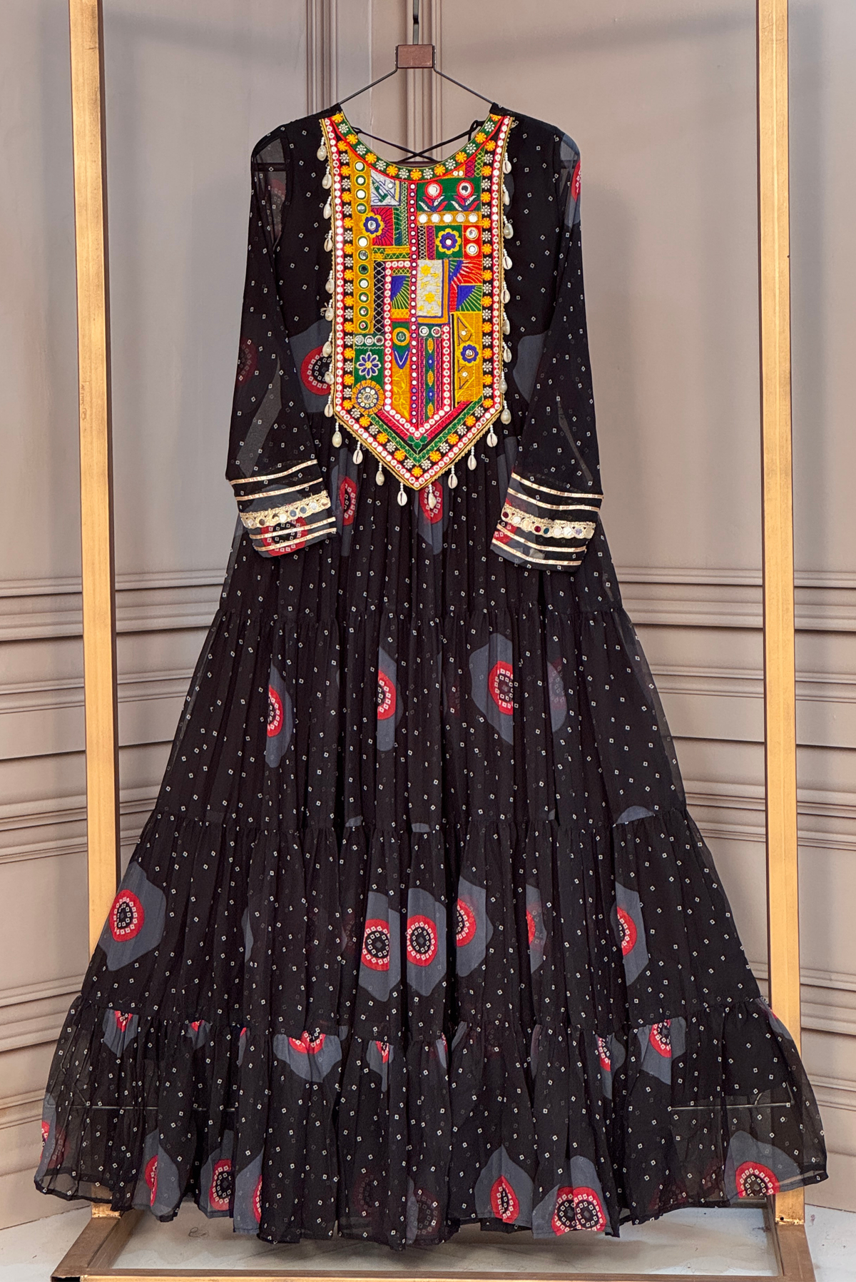 Women’s Designer Embroidered Anarkali Kurta | Ethnic Festive Wear Dress for Navratri & Garba