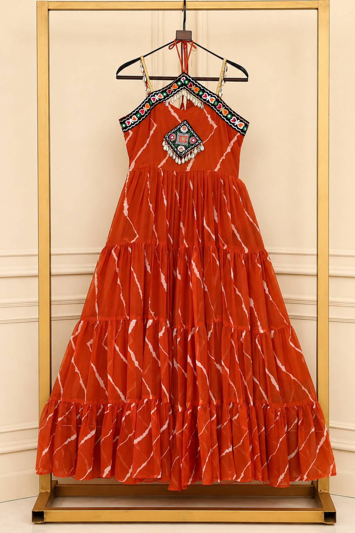 Women’s Designer Embroidered Maxi Dress | Ethnic Flared Tiered Dress
