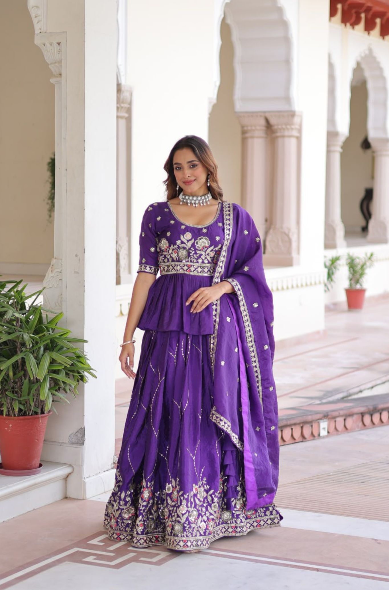 Royal Purple Designer Lehenga Choli with Zari Sequins Embroidery Work for Women