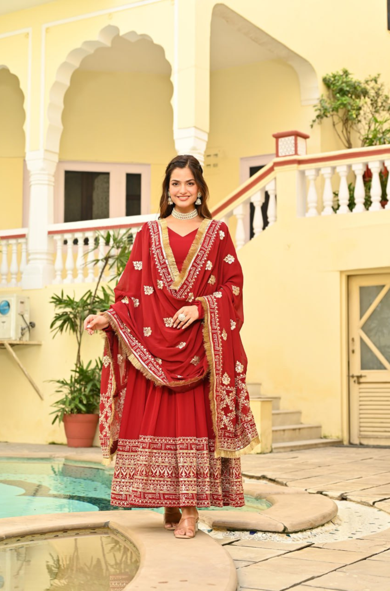 Luxury Embroidered Anarkali Suit Set with Designer Dupatta Set For Women
