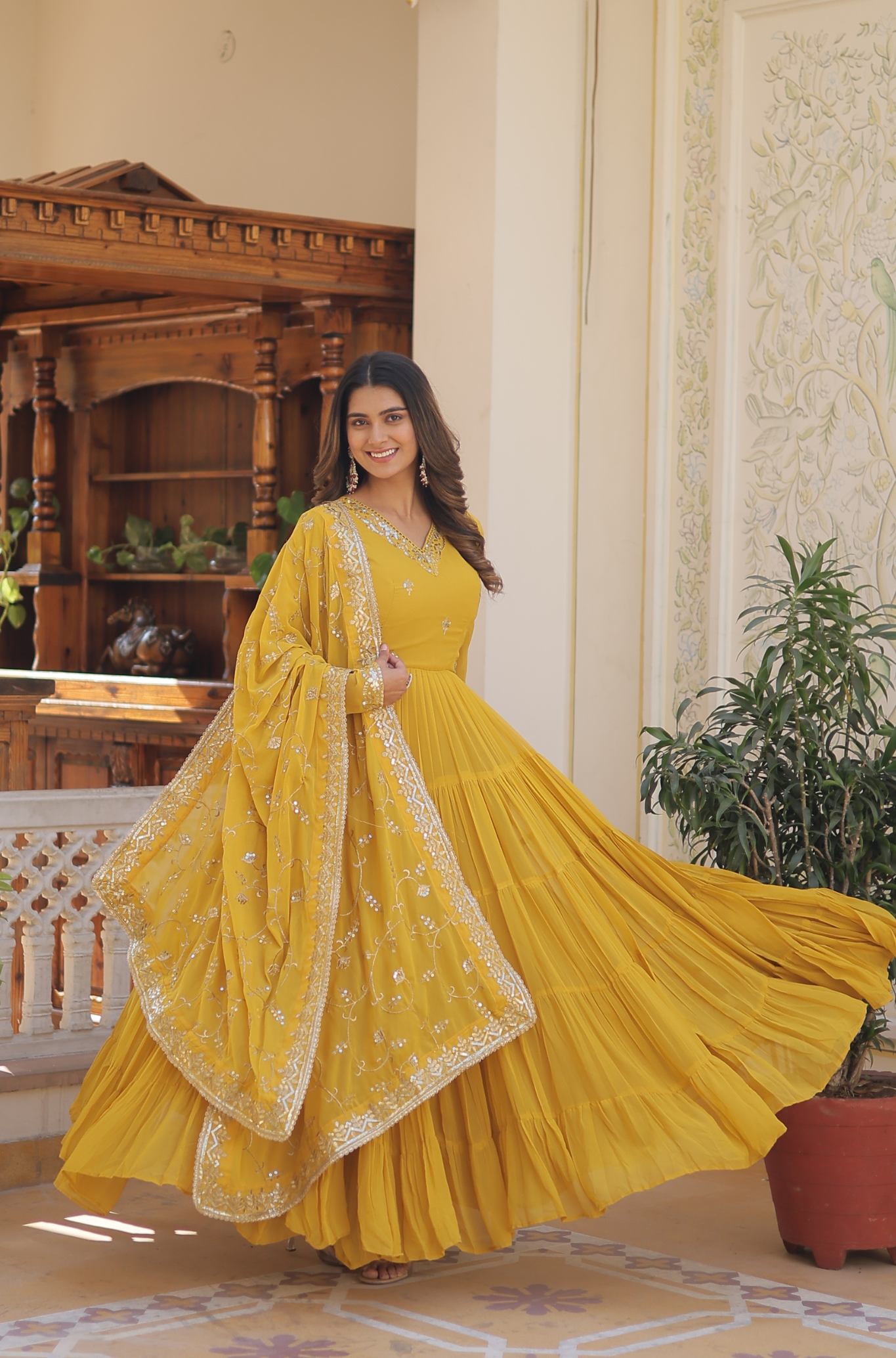 Women Embroidered Anarkali Gown Set with Dupatta