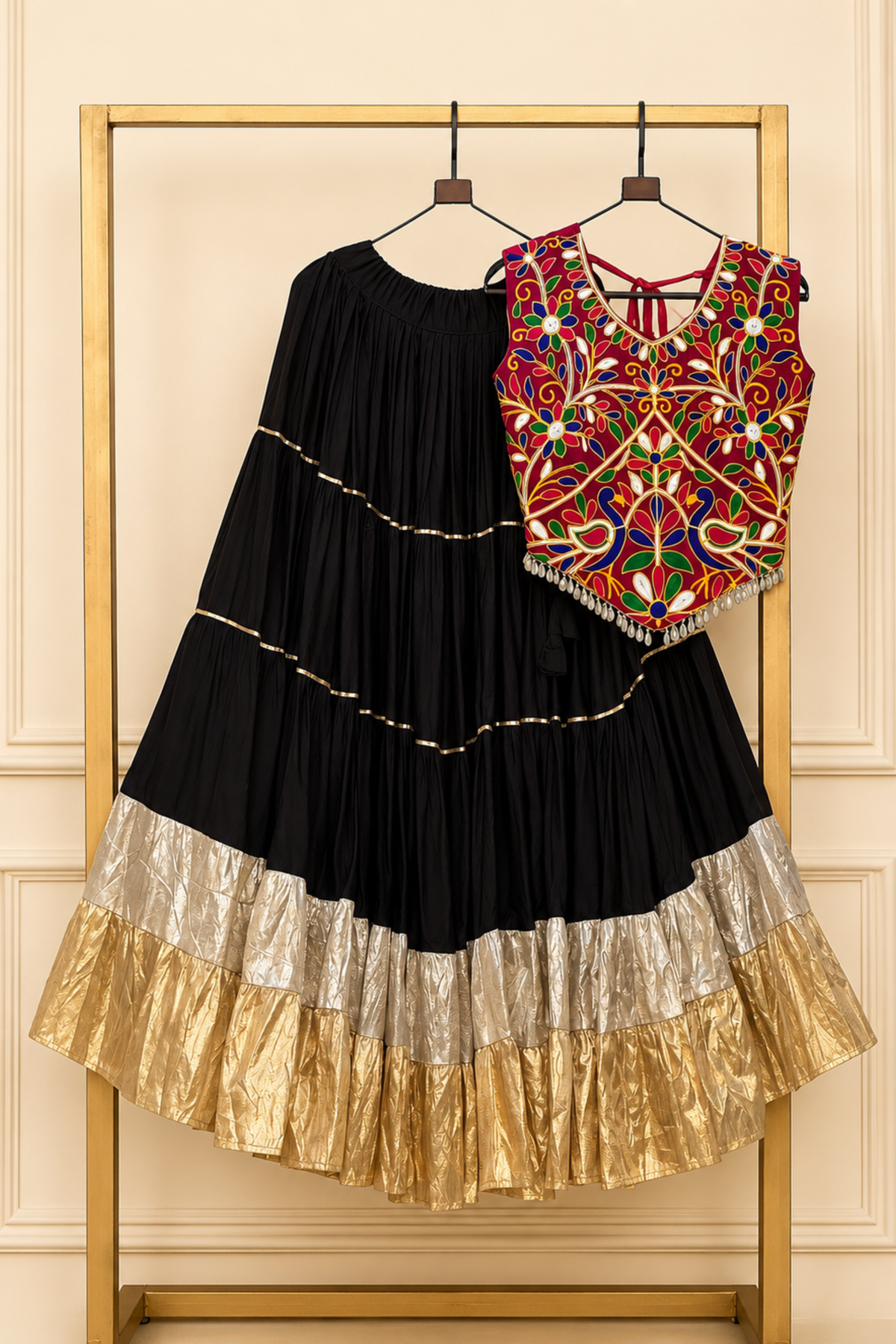 Designer Navratri Lehenga Choli with Embroidered Blouse