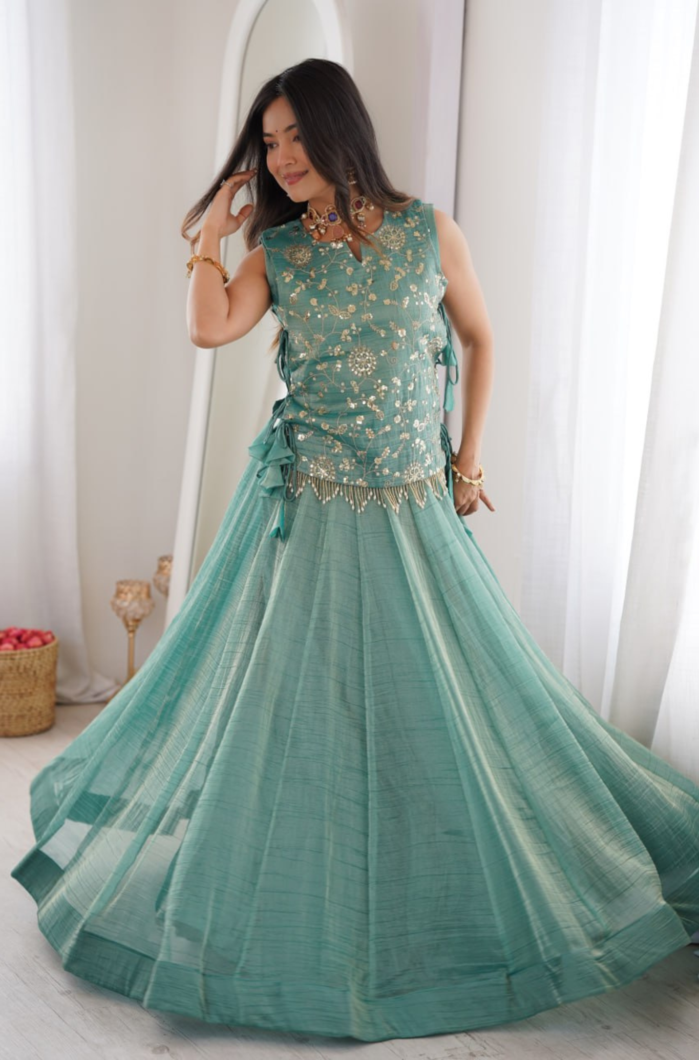 Women’s Designer Embroidered Flared Lehenga Choli Set