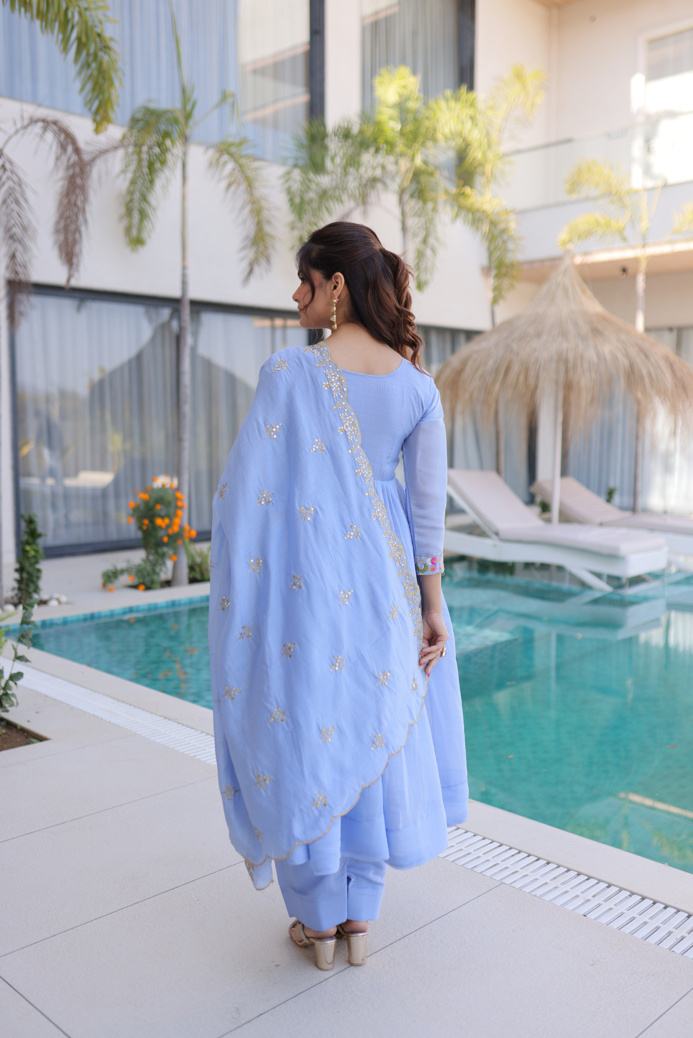 Women's Designer Embroidered Anarkali Suit Set with Dupatta