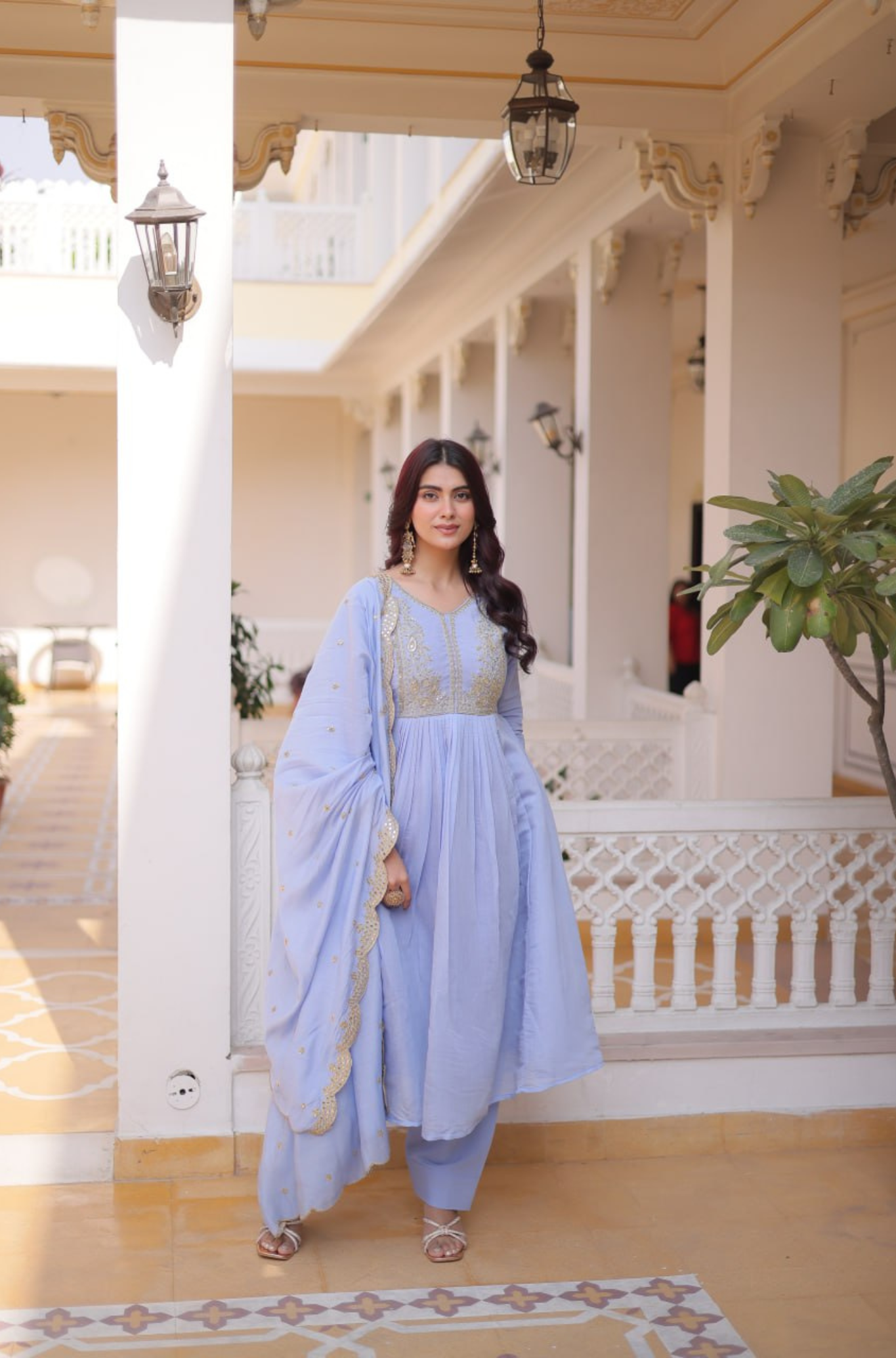 Elegant Embroidered Anarkali Kurta Set for Women with Dupatta & Pant