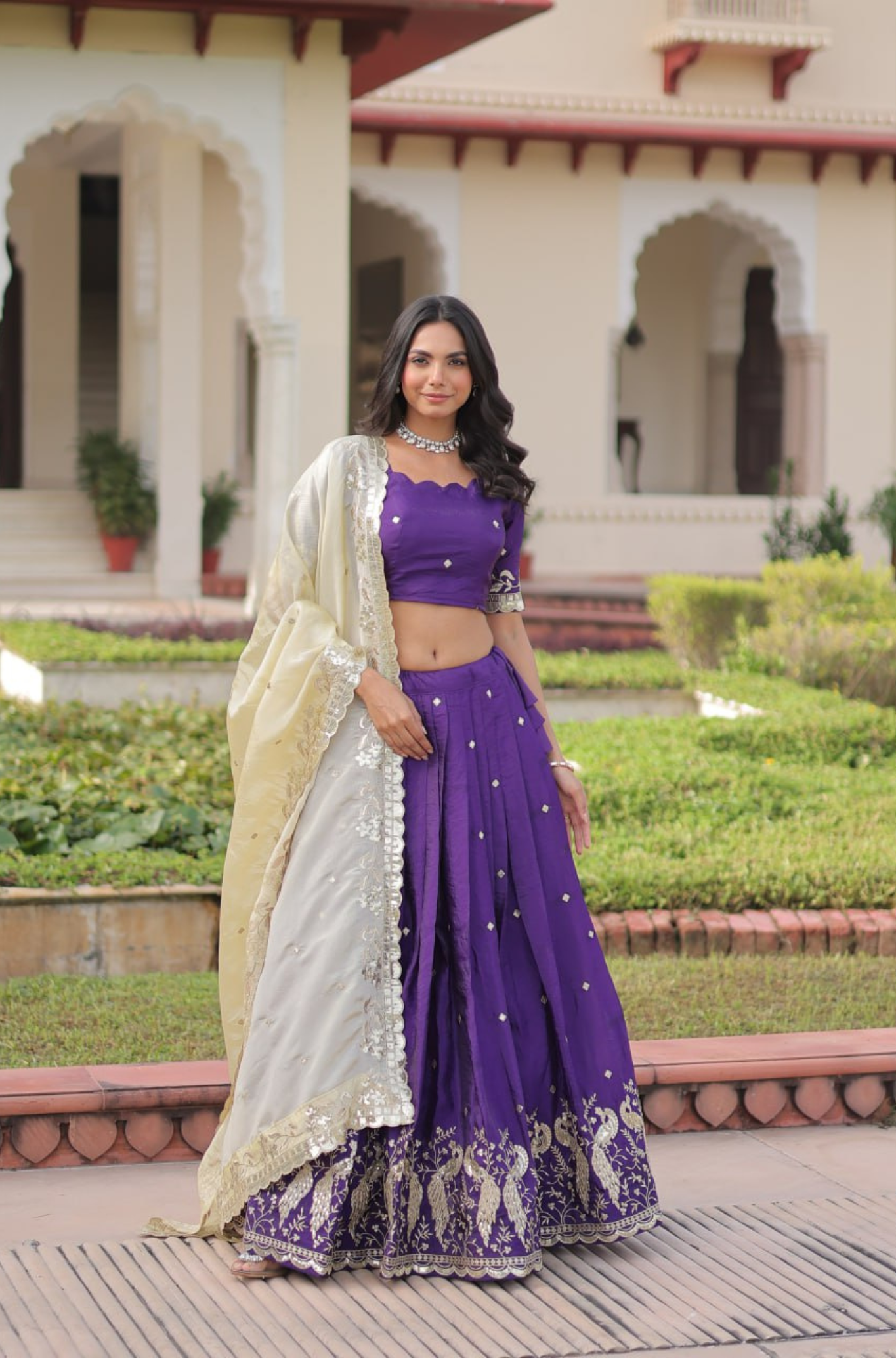 Women's Embroidered Lehenga Choli Set with Dupatta