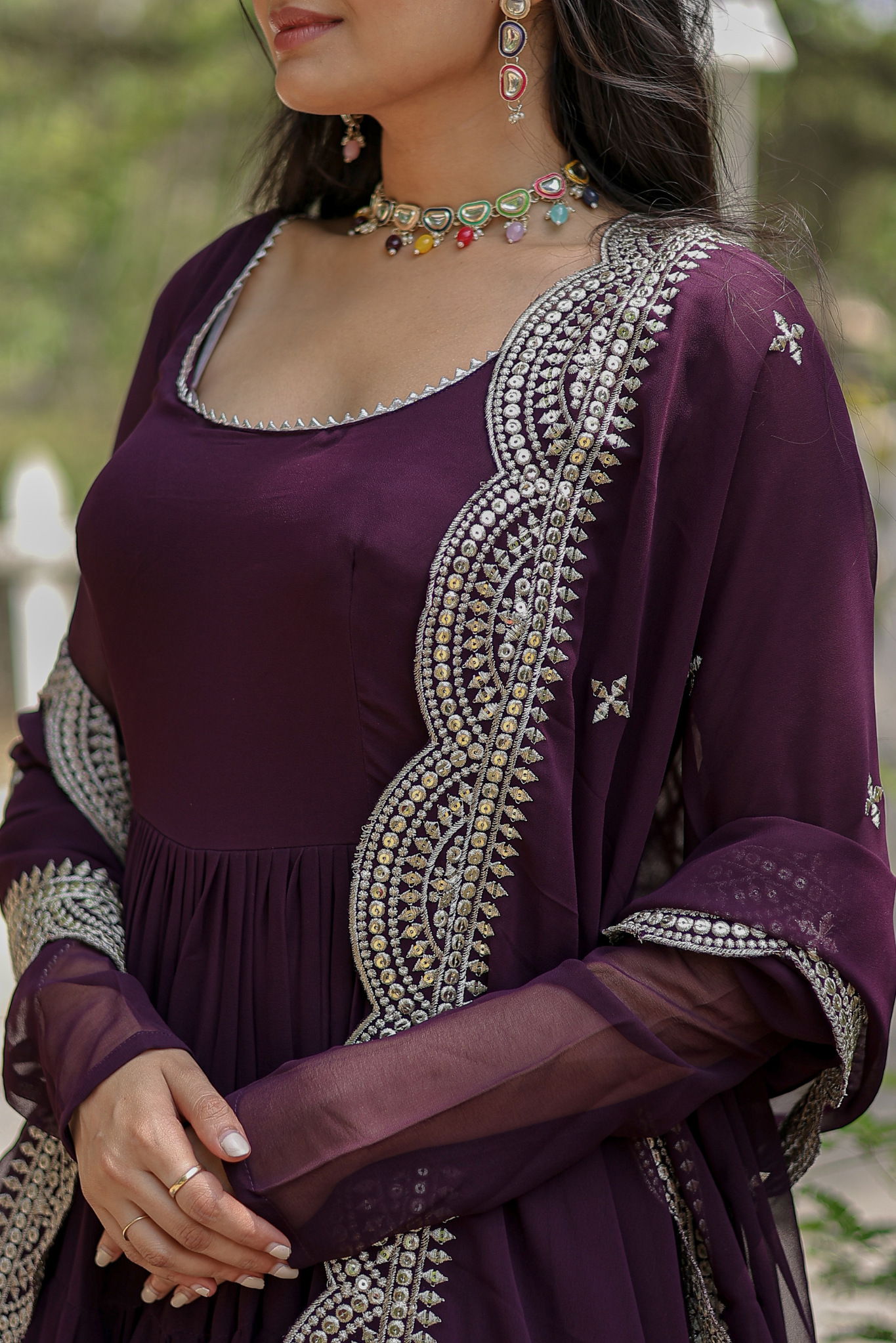 Exclusive Women's Designer Embroidered Anarkali Gown with Dupatta