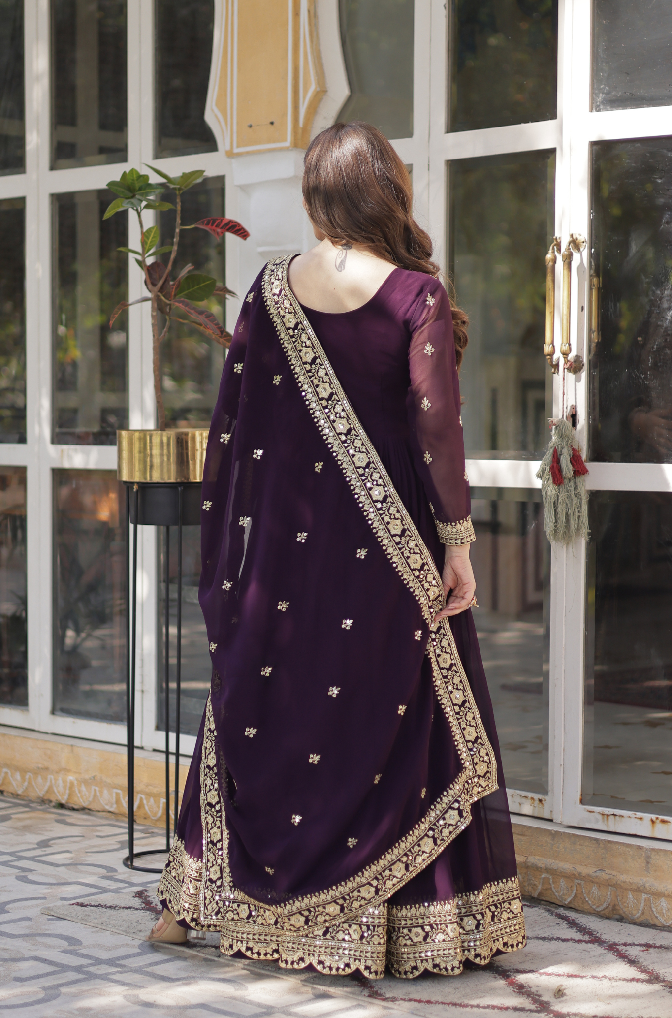 Women Embroidered Anarkali Gown Set with Dupatta
