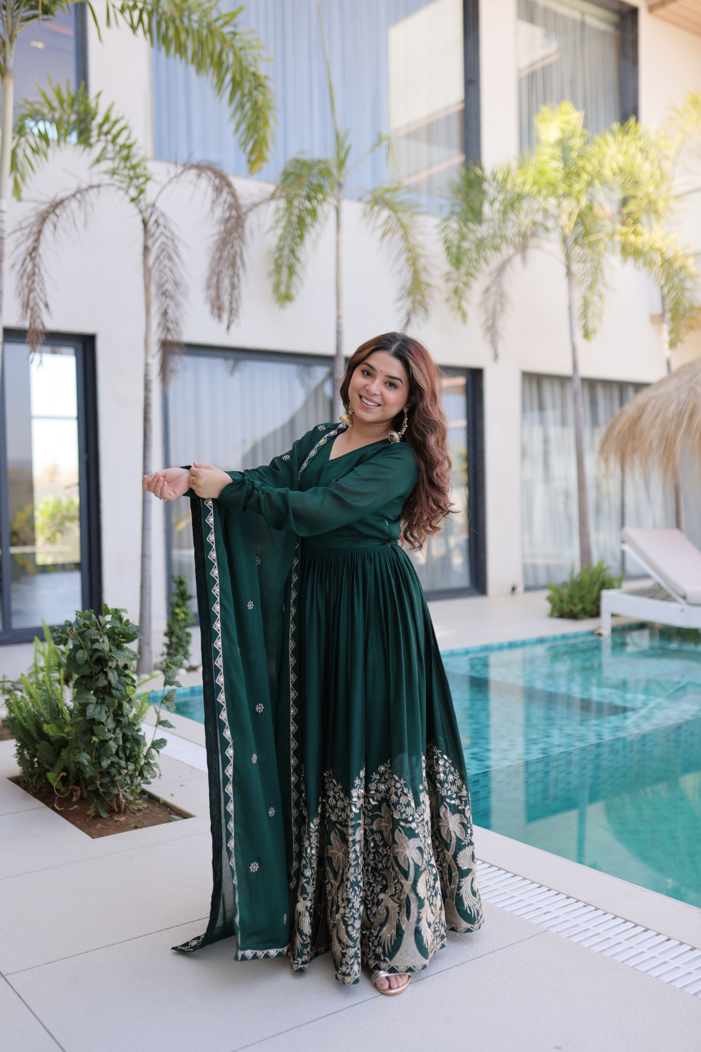 Women Embroidered Anarkali Gown Set with Dupatta