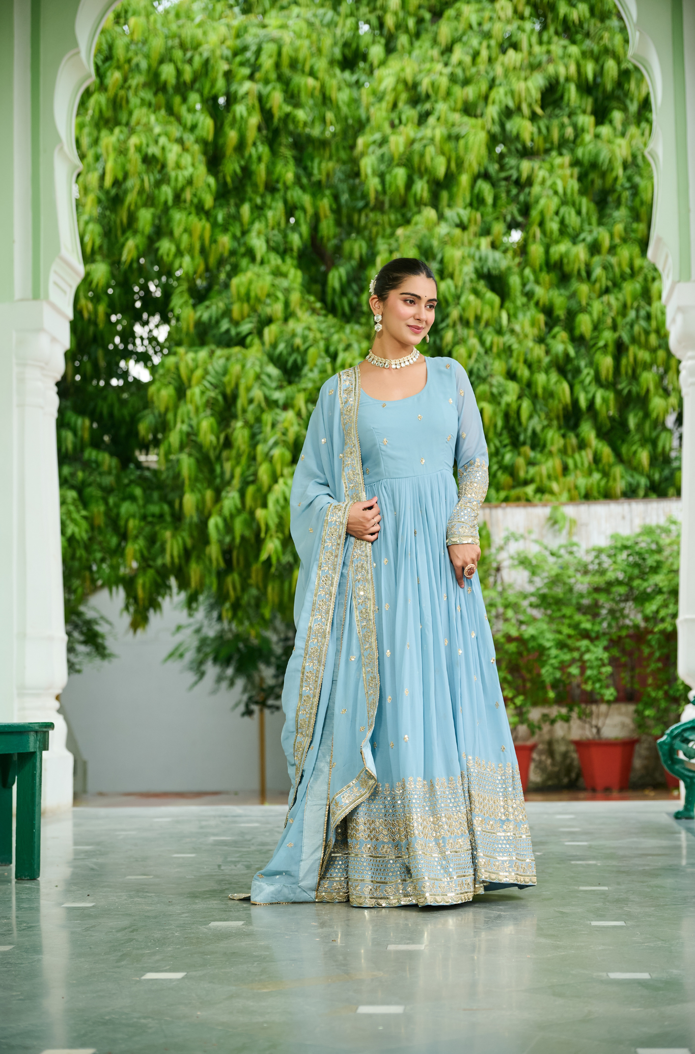 Women’s Designer Georgette Anarkali Gown with Dupatta