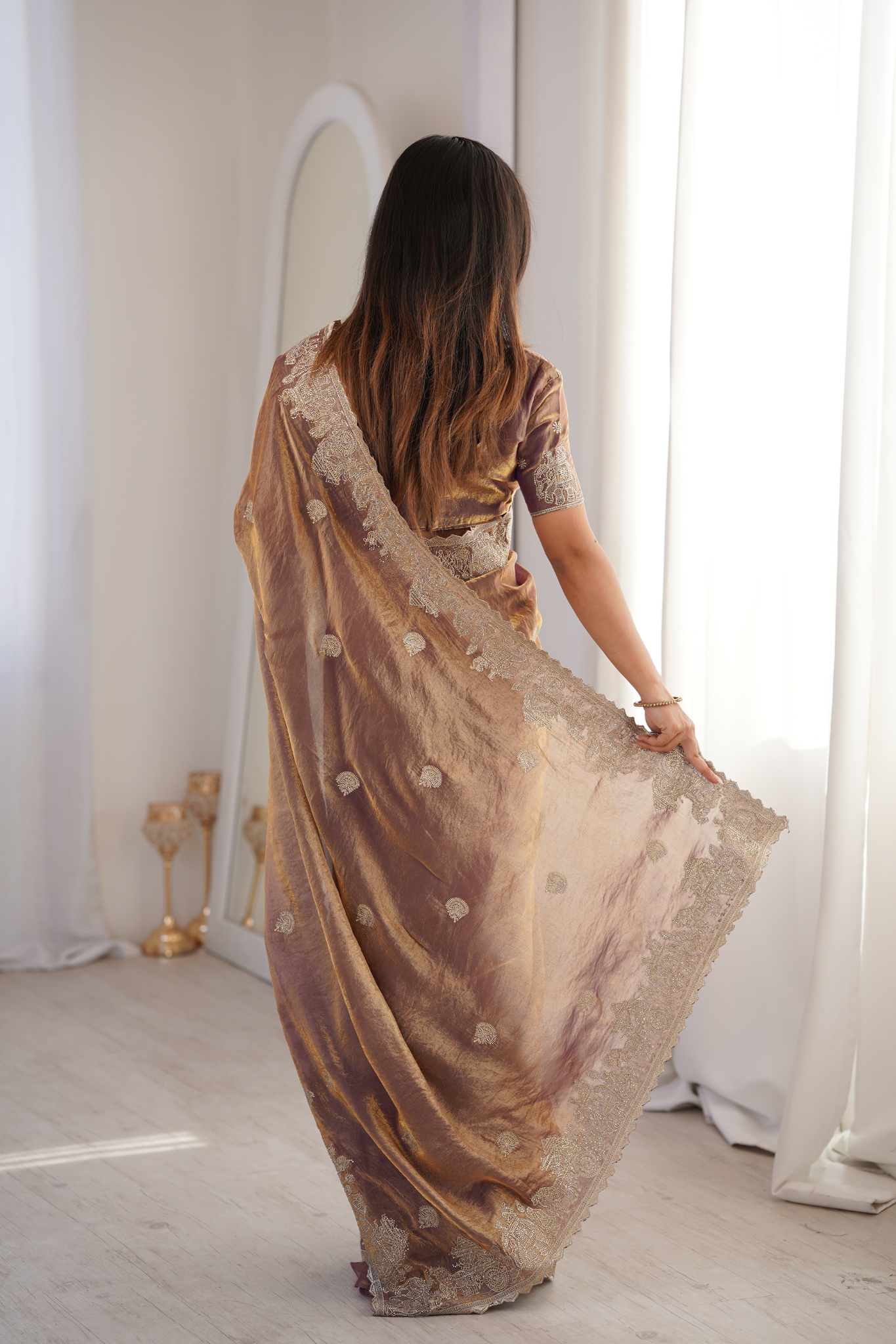 Women Designer Organza Saree with Heavy Embroidered Border