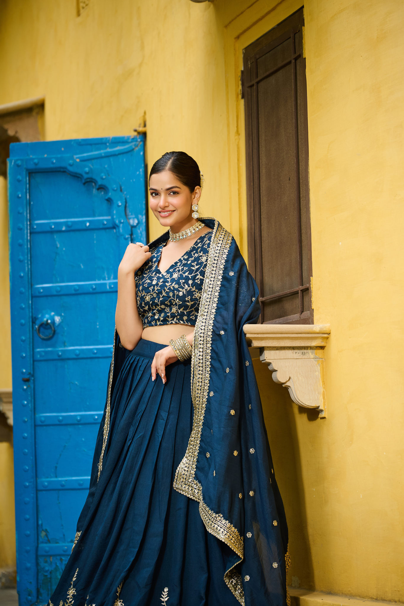 Women Embroidered Lehenga Choli Dupatta Set