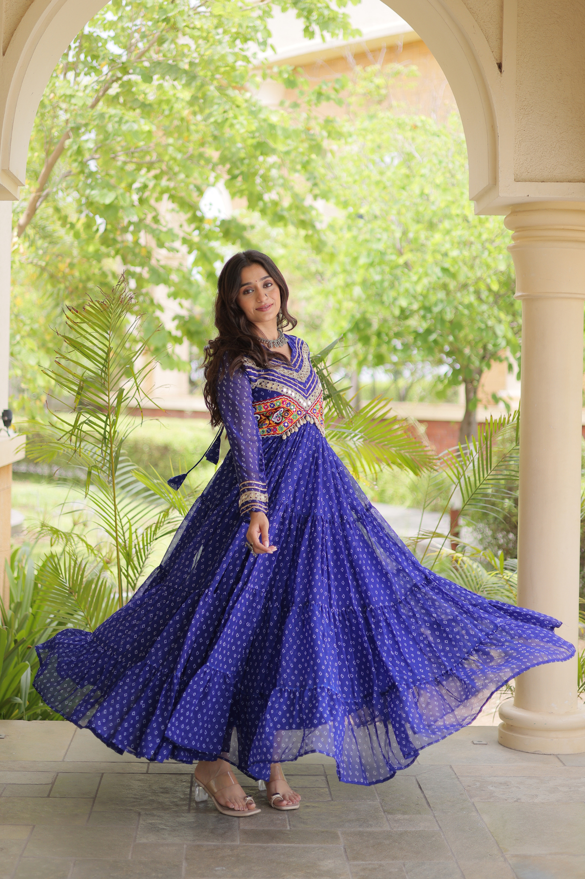 Women’s Designer Anarkali Gown with Embroidered Yoke & Flared Silhouette | Festive Ethnic Wear