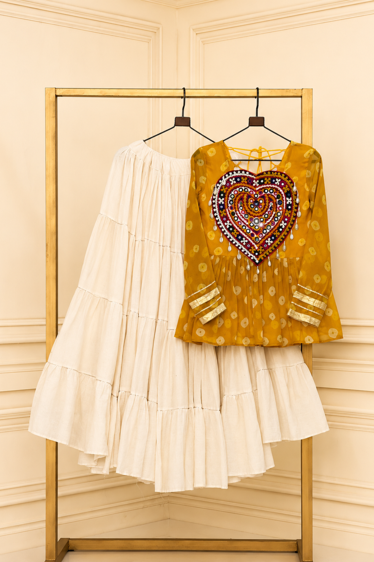 Girls Ethnic Dress Set | Embroidered Traditional Party Wear Dress for Kids