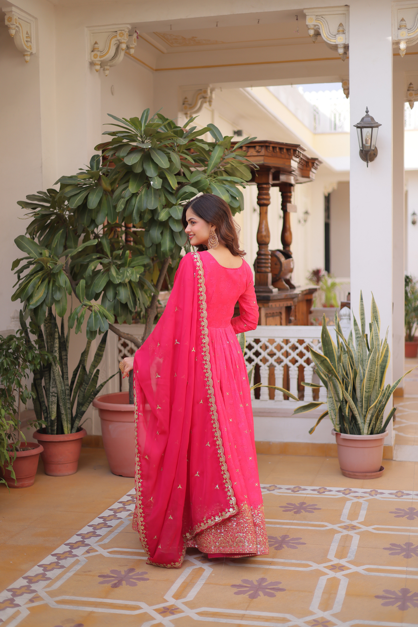 Women's Premium Embroidered Anarkali Gown with Dupatta