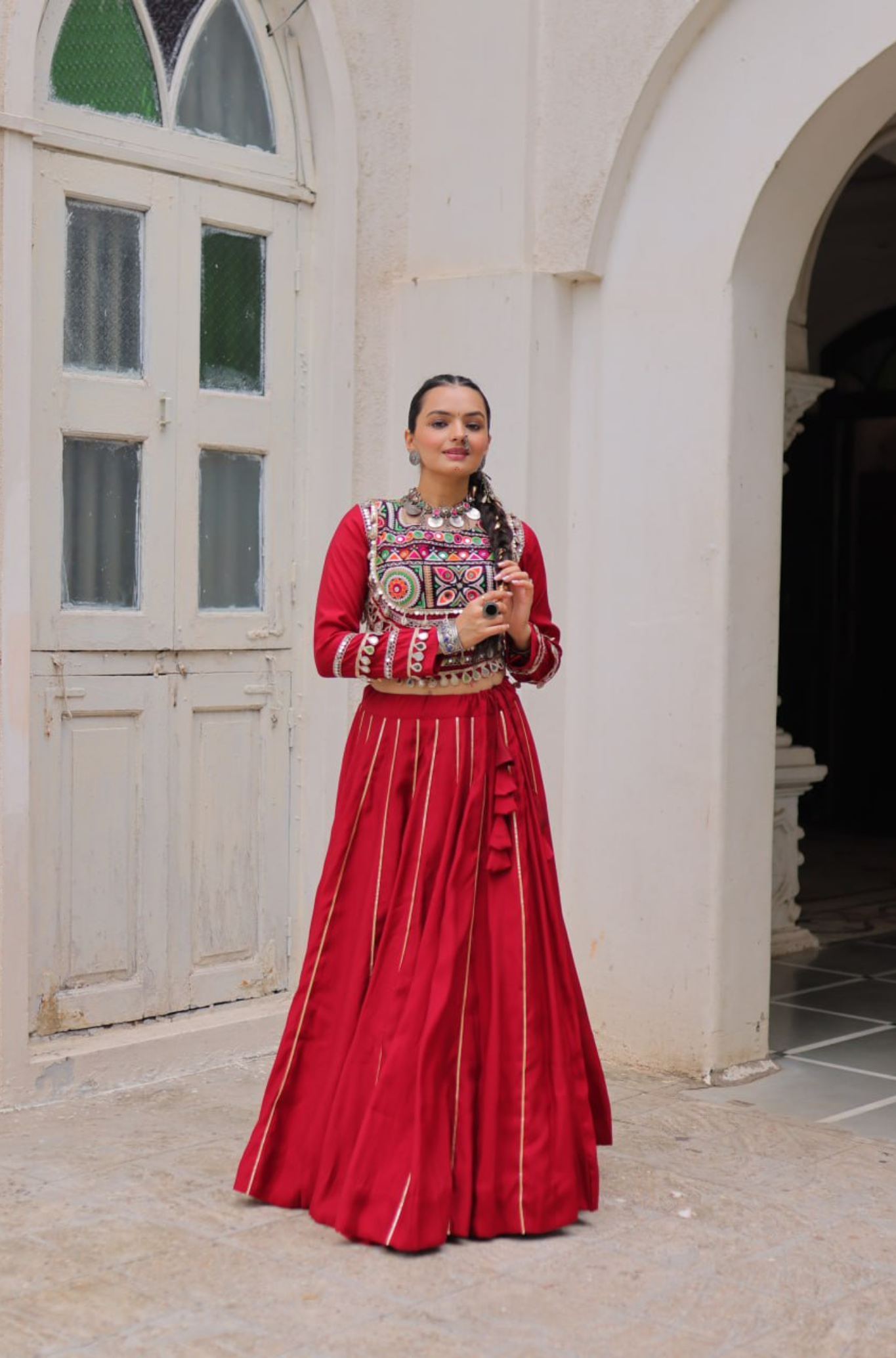 Designer Mirror Work Embroidered Lehenga Choli Set for Women