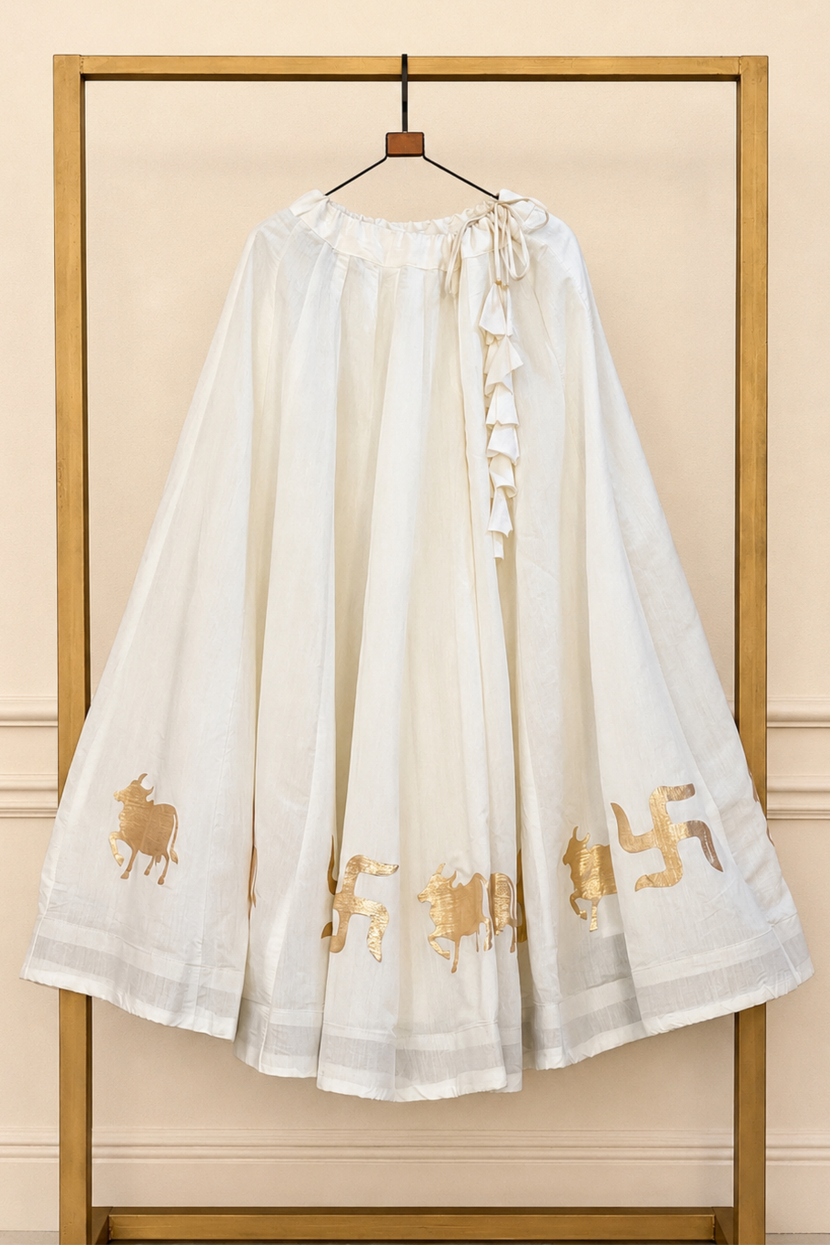 Designer Ethnic Skirt with Foil Print & Ruffle Detail