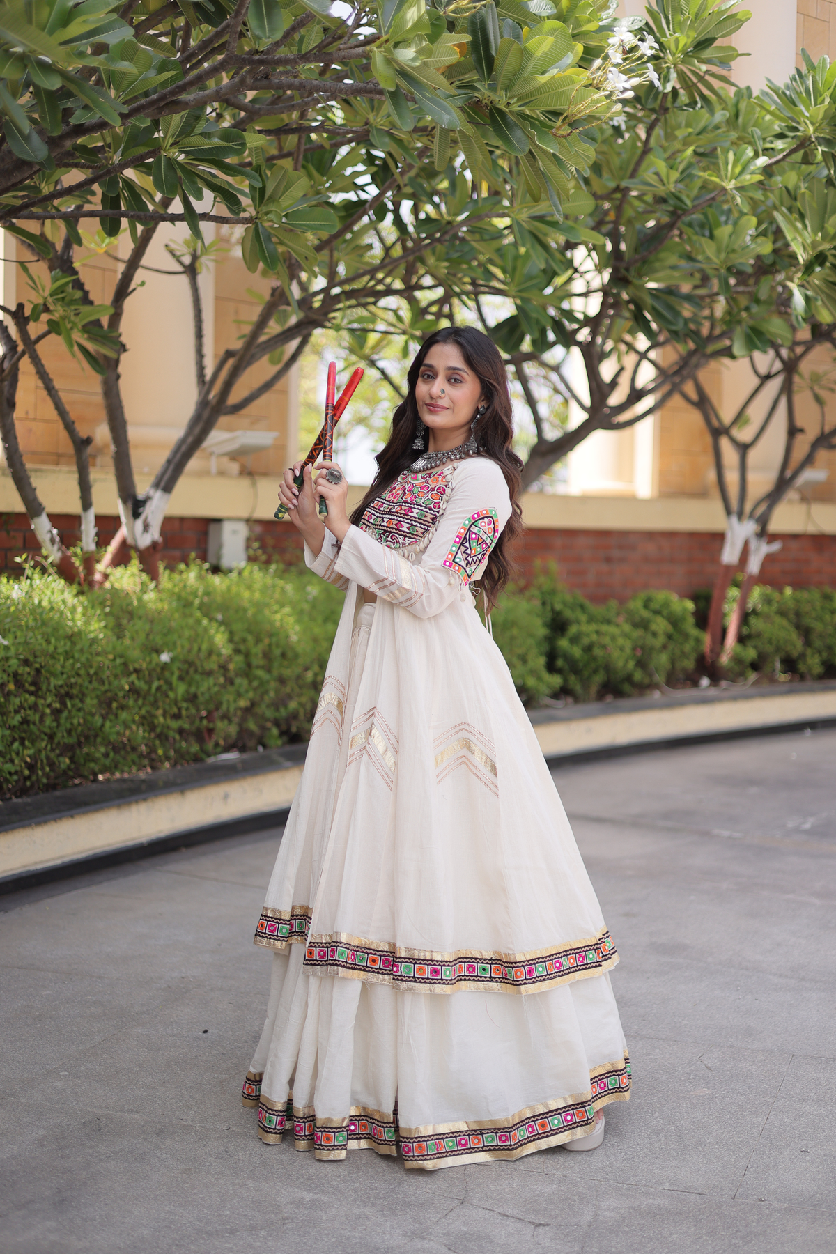 Women’s Embroidered Anarkali kurta with Flared Skirt Set